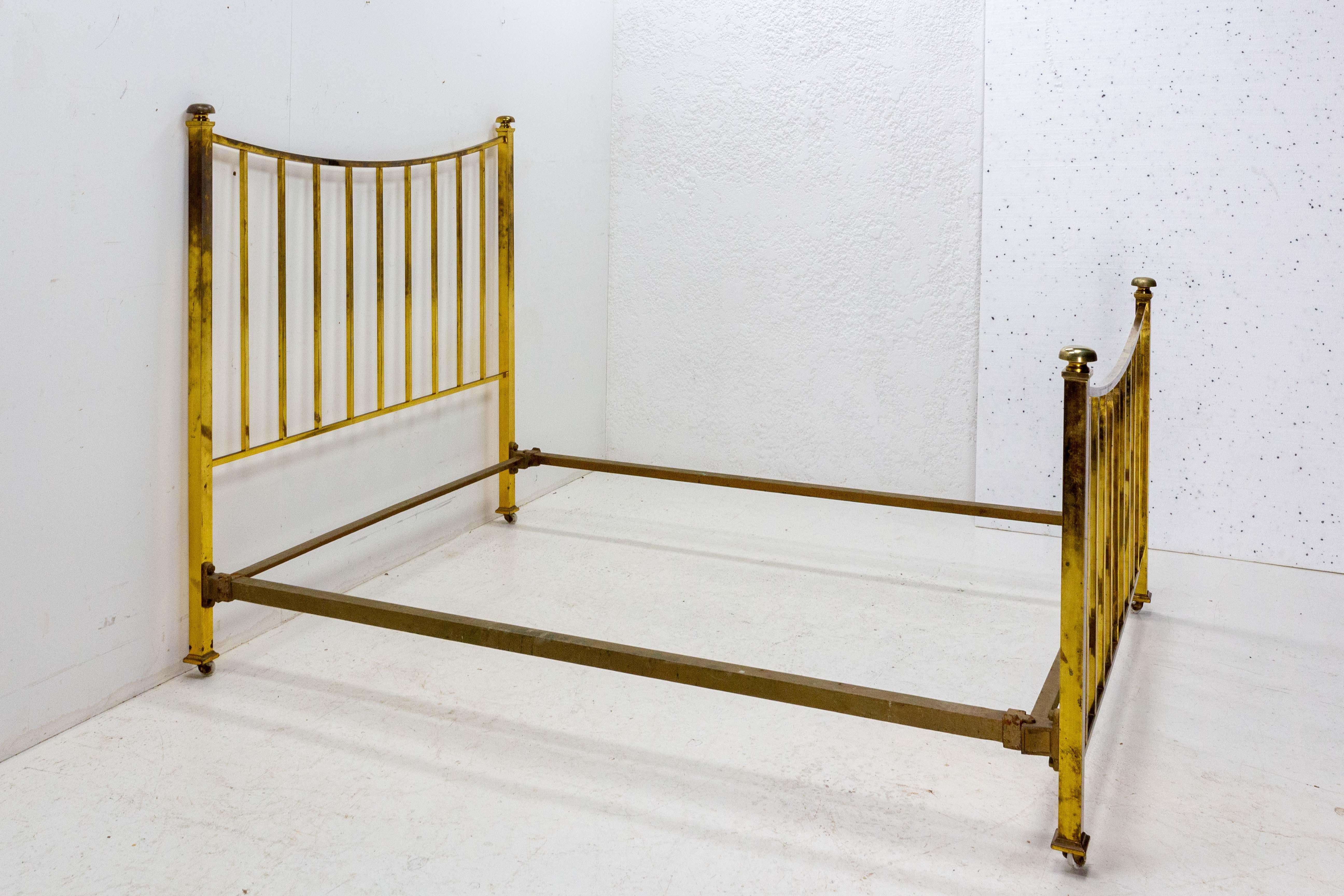 Art Deco Brass Bed US Double Bed UK Full Size French, c. 1930 For Sale 2