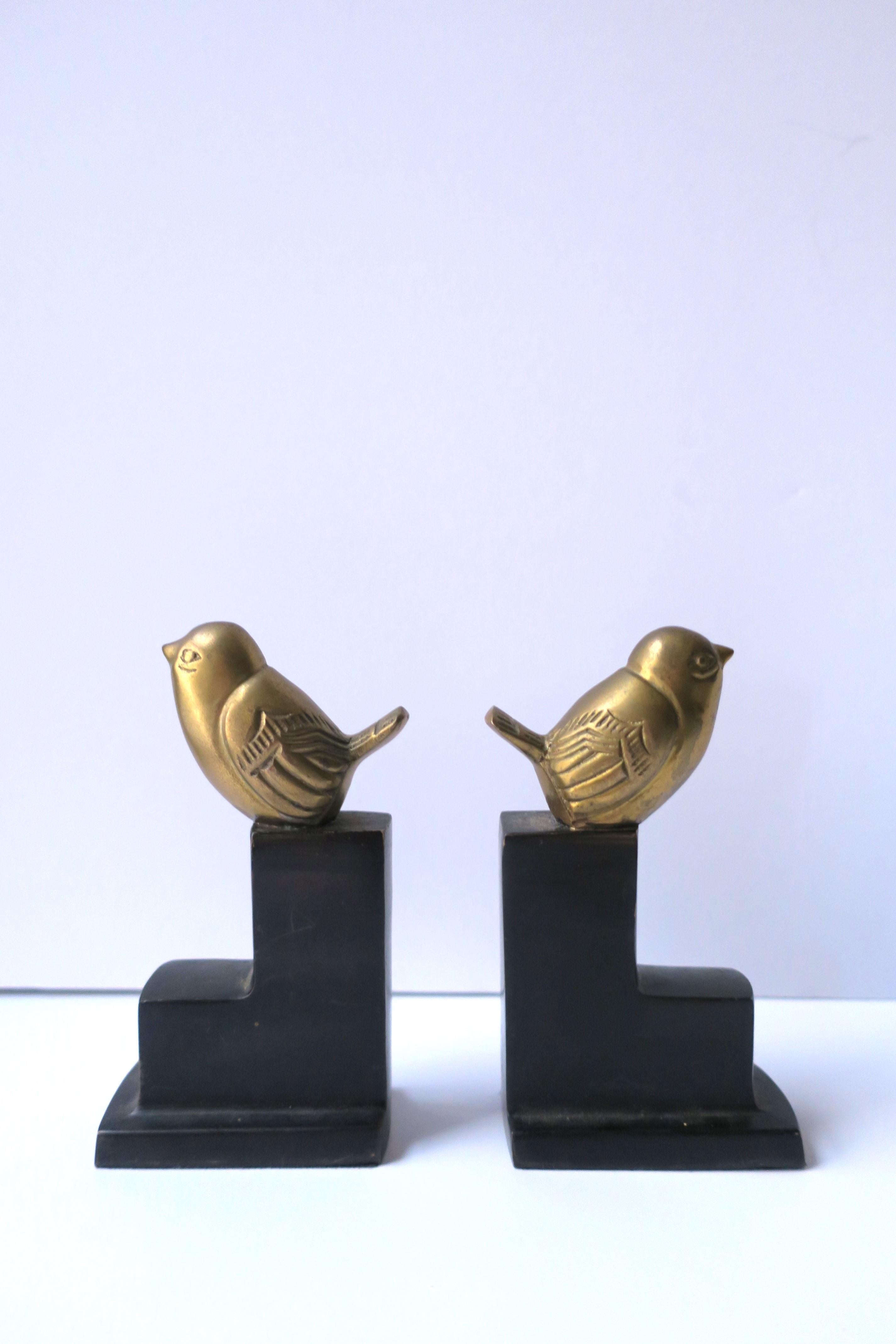 Art Deco Brass Birds on Black Marble Decorative Objects Bookends For Sale 2