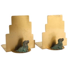 Art Deco Brass Bookends with Bronze Cocker Spaniels