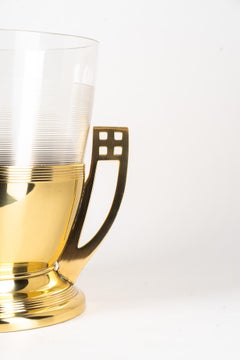 Art Deco Brass Bowl with Original Glass, Vienna, Around 1920s