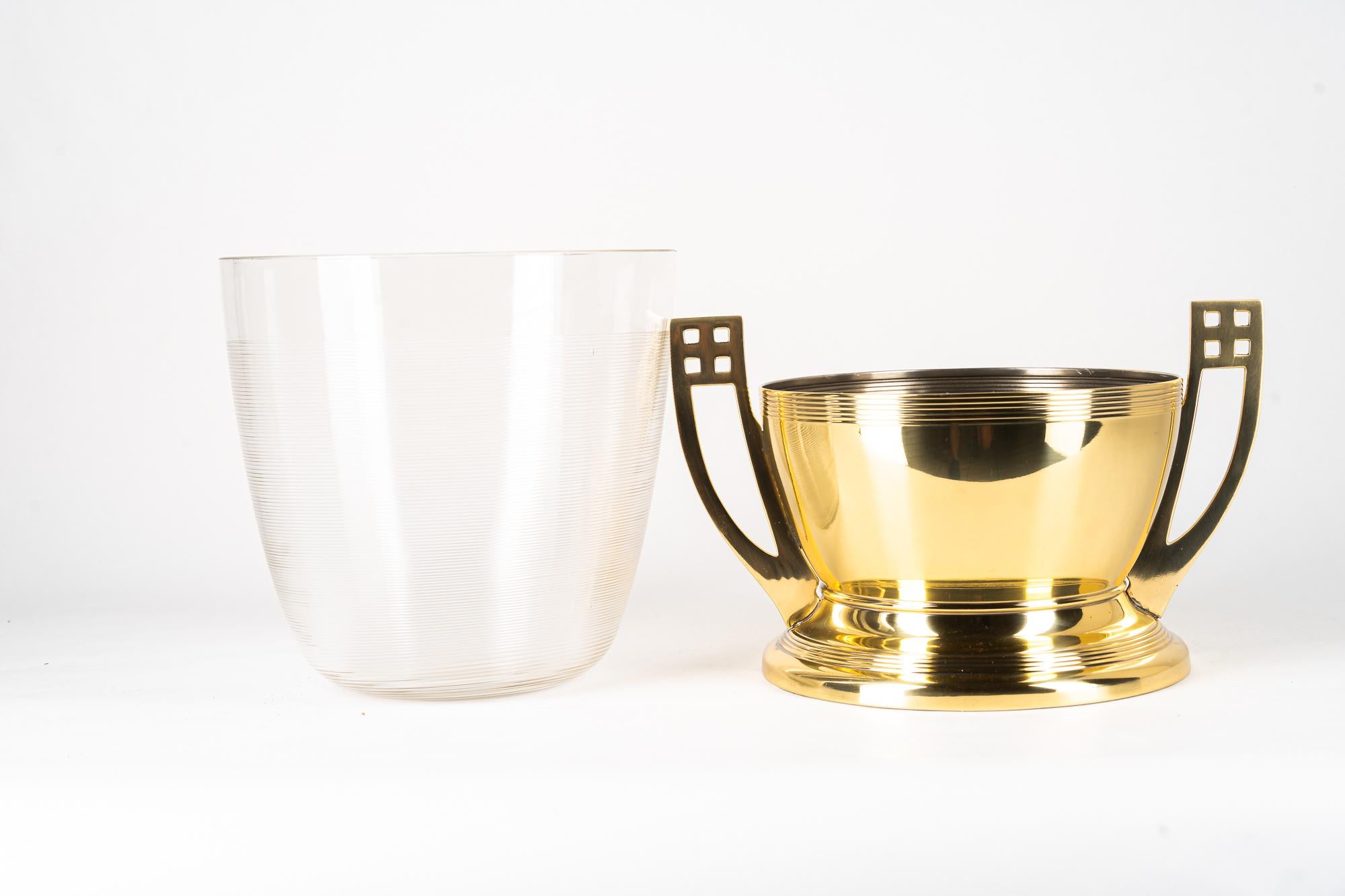 Art Deco Brass Bowl with Original Glass, Vienna, Around 1920s For Sale 1