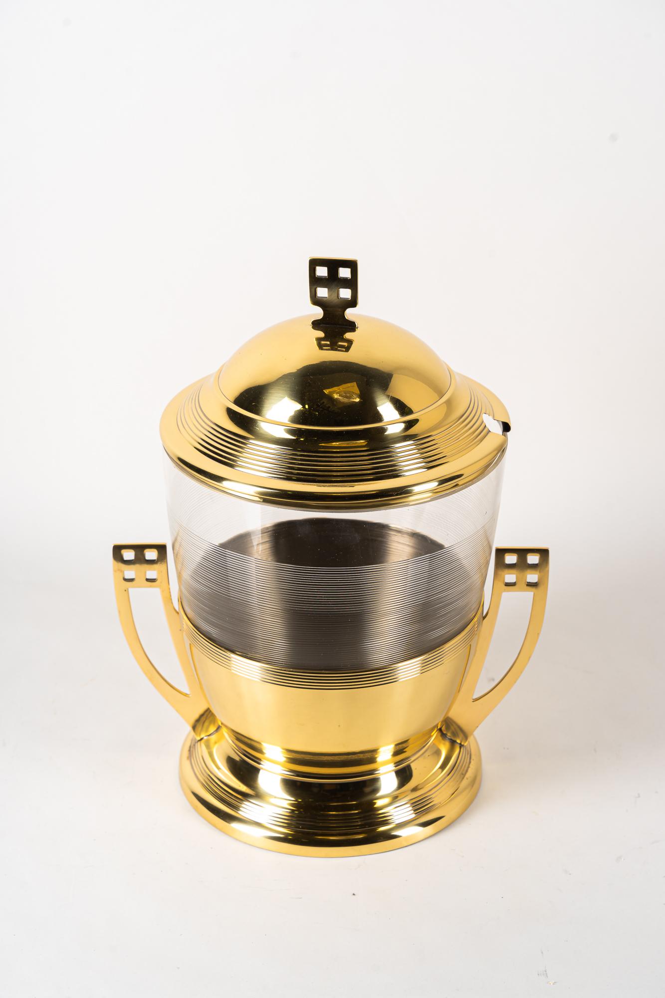 Art Deco Brass Bowl with Original Glass, Vienna, Around 1920s For Sale 4