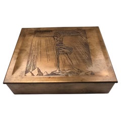 Rockwell Kent Etched Art Deco Brass Box