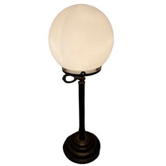 Art Deco Brass Buffet Desk Table Bankers Lamp w/ Globe Shade