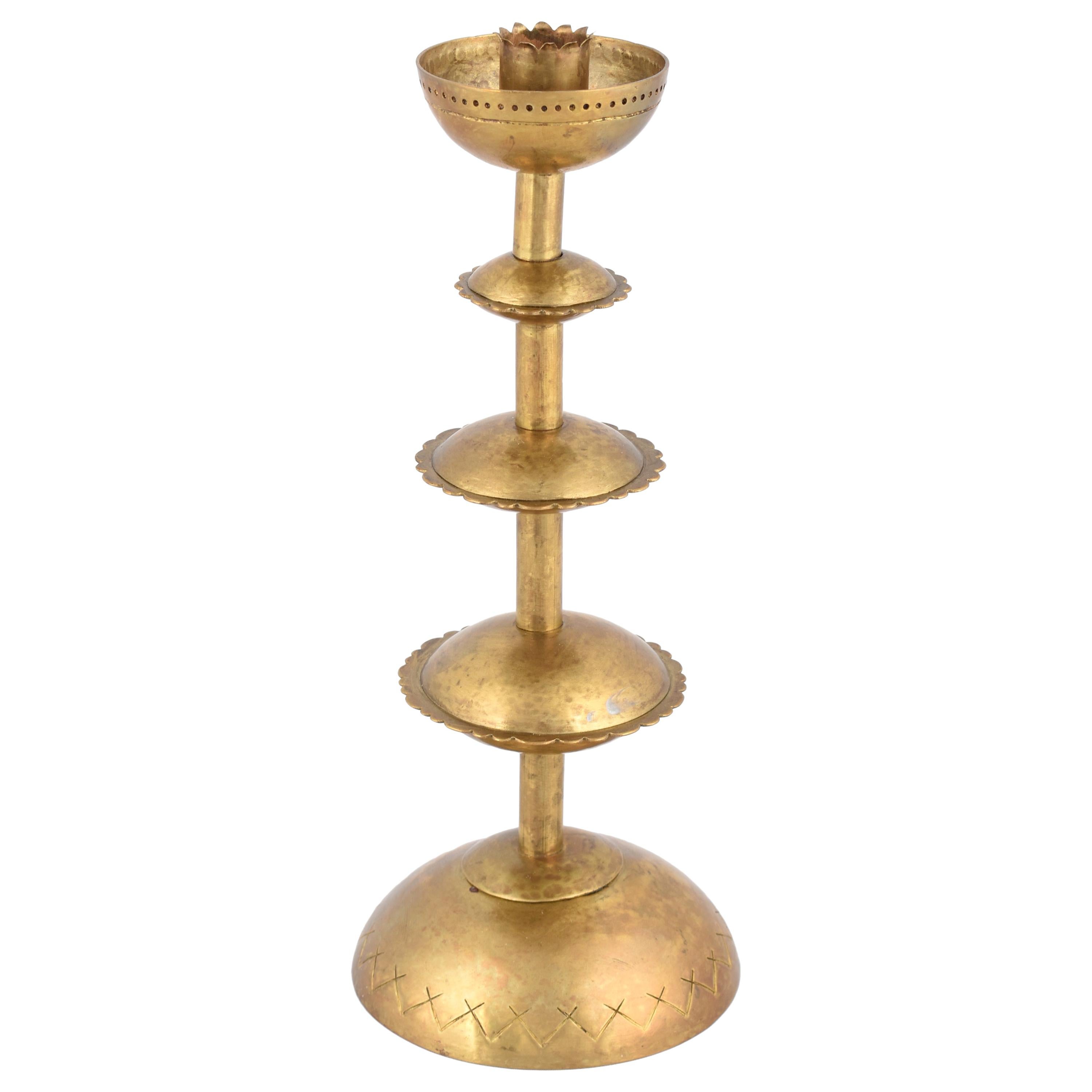 Art Deco Brass Candlestick, Germany, 1930s For Sale