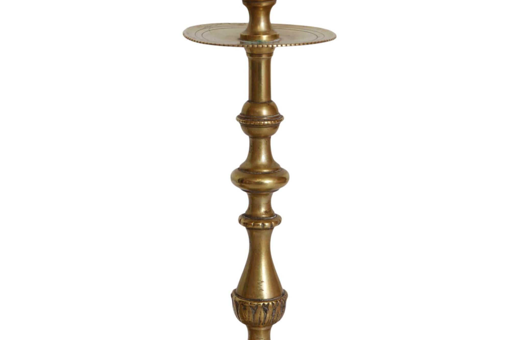 Art Deco Brass Candlestick Holders, a Pair In Good Condition For Sale In Bradenton, FL