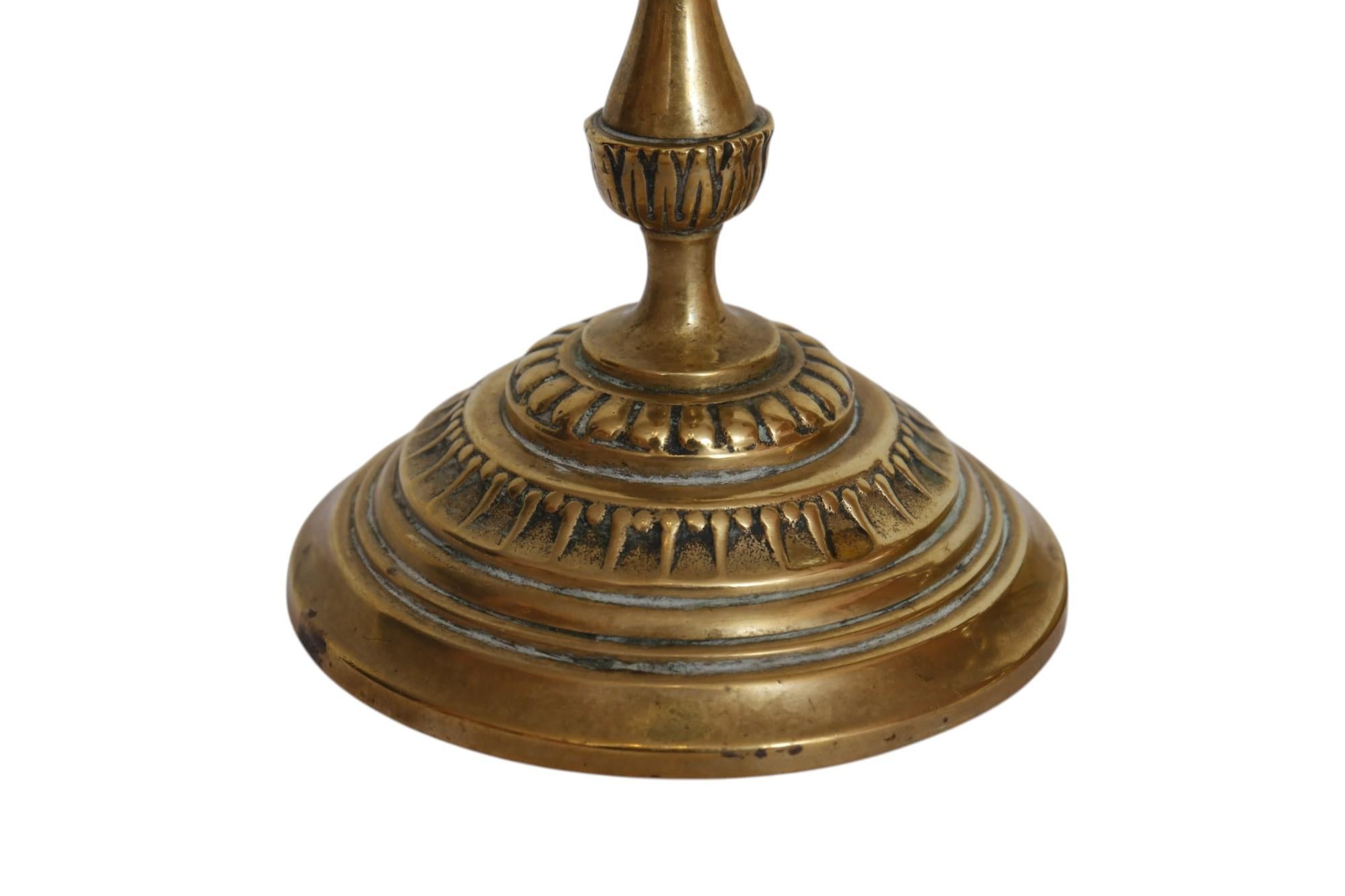 20th Century Art Deco Brass Candlestick Holders, a Pair For Sale