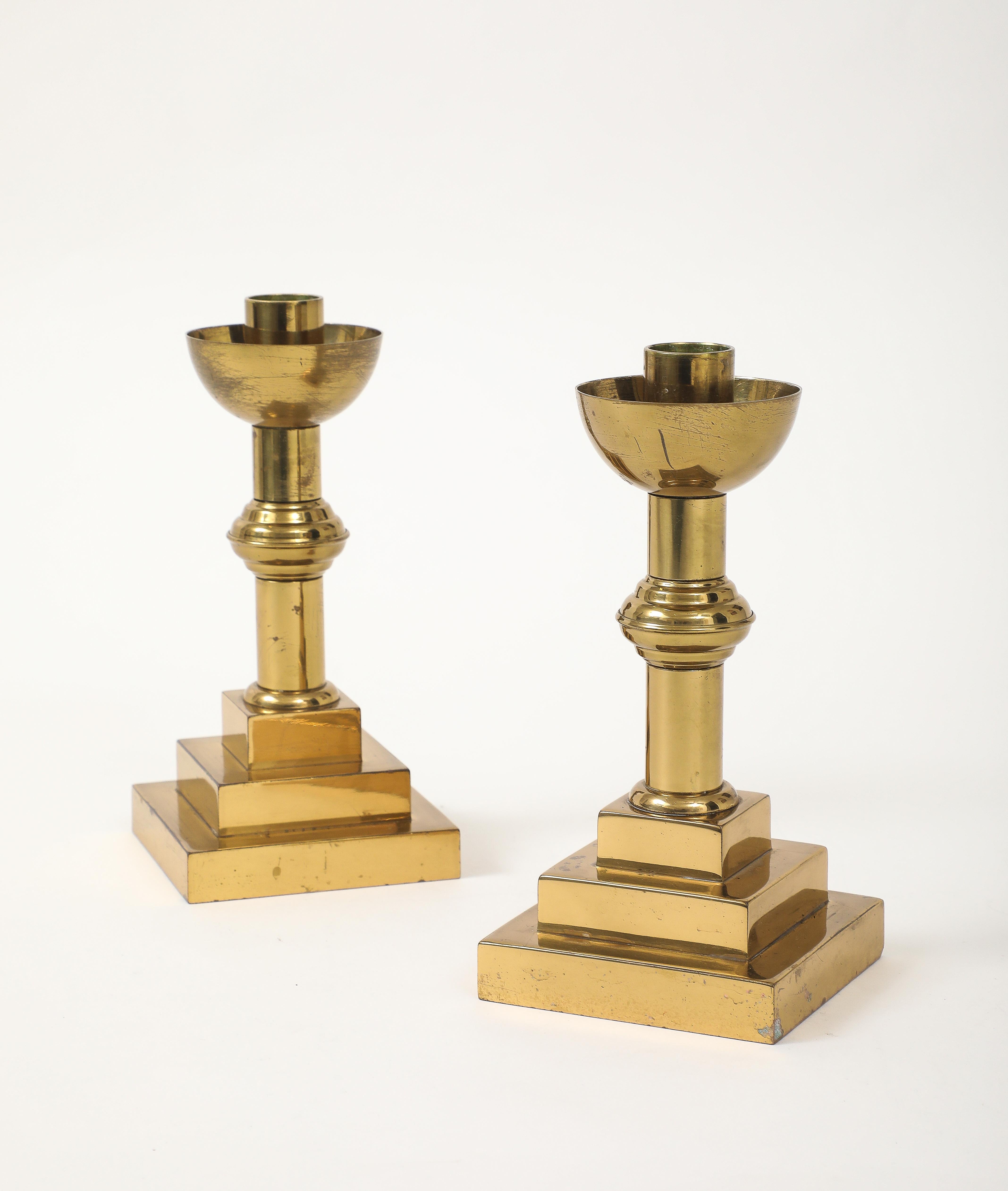 Candelieri in ottone Art Deco in vendita 1