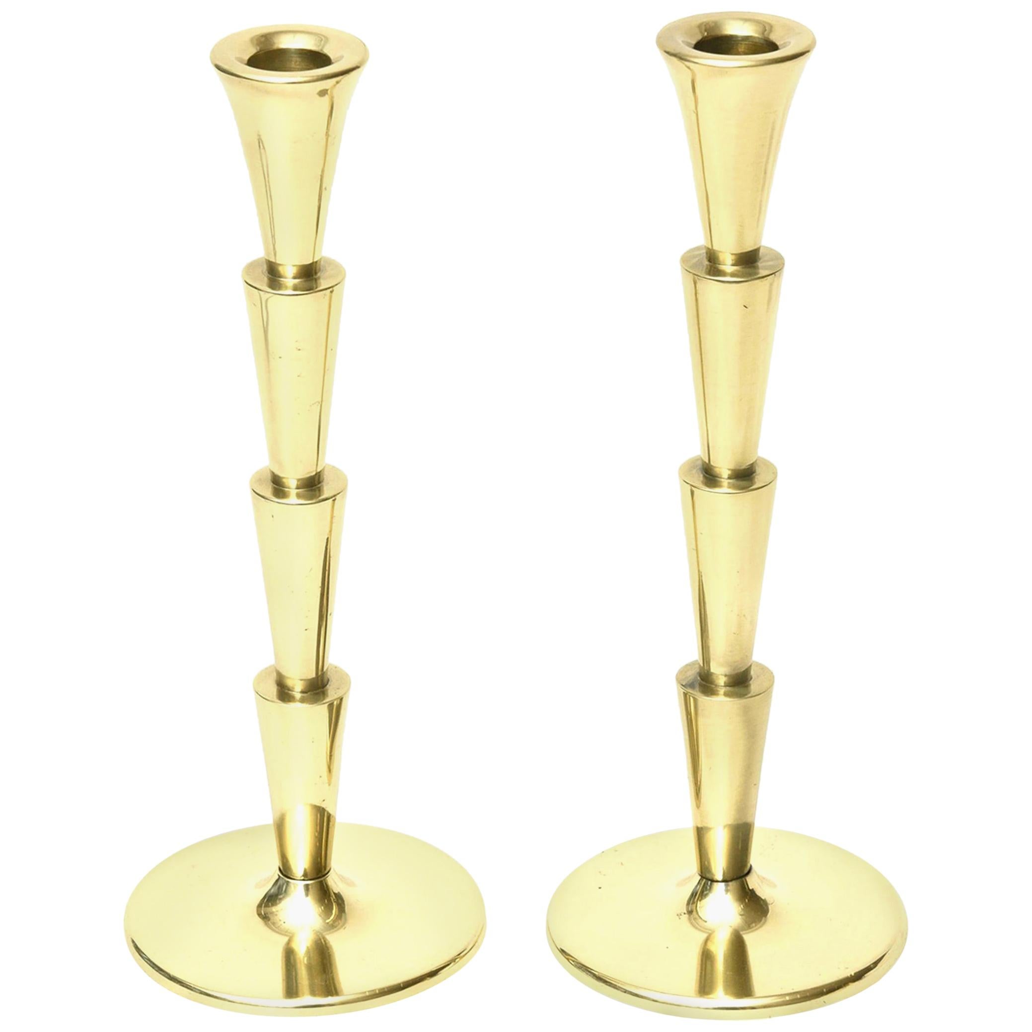 Art Deco Brass Candlesticks