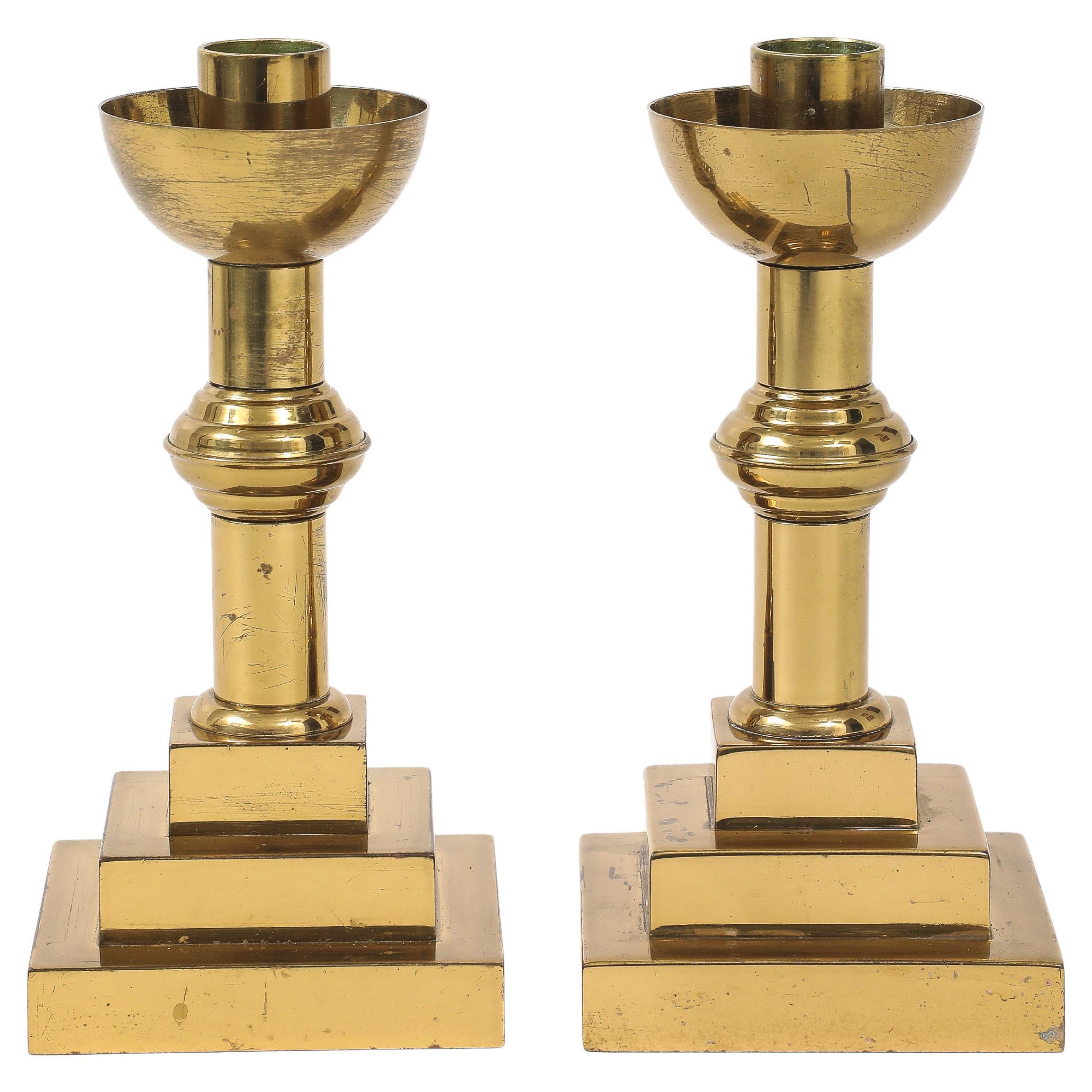 Candelieri in ottone Art Deco