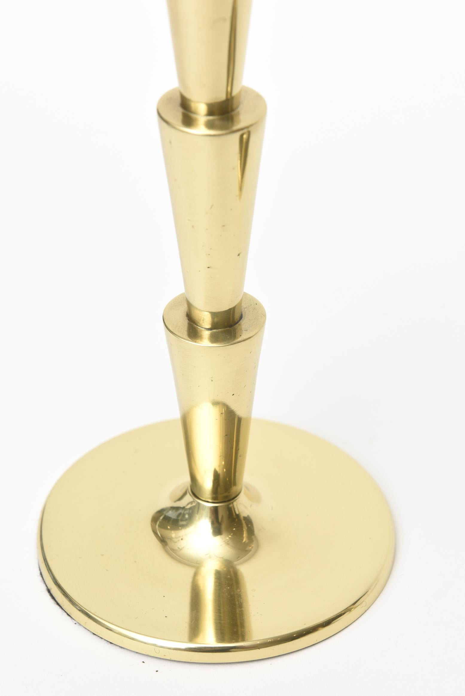Mid-20th Century Art Deco Brass Candlesticks
