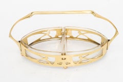 Art deco brass centerpiece with 2 glasses vienna around 1920s