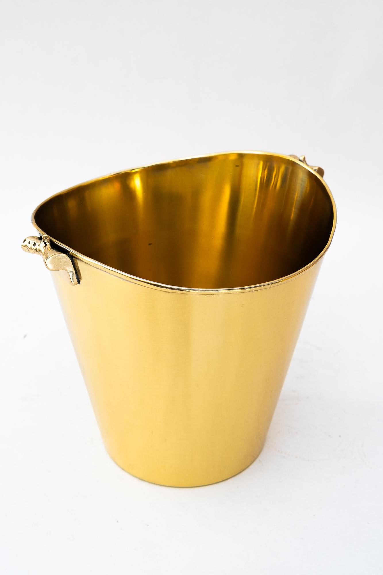 Art Deco brass champagne bucket vienna around 1920s
Brass polished and stove enameled
