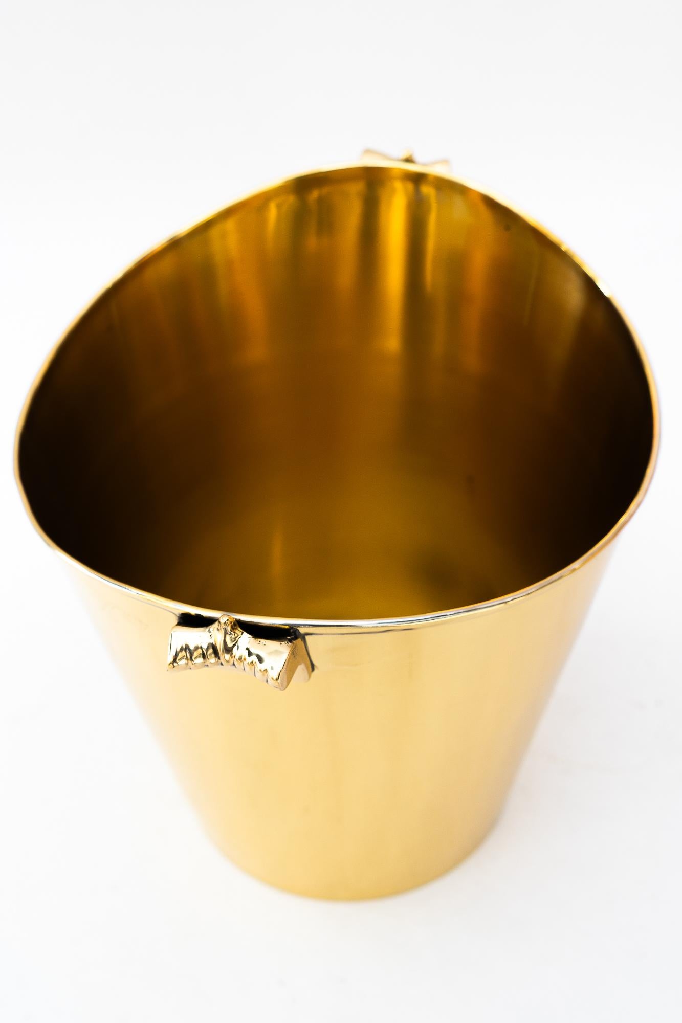Art Deco brass champagne bucket vienna around 1920s In Good Condition For Sale In Wien, AT