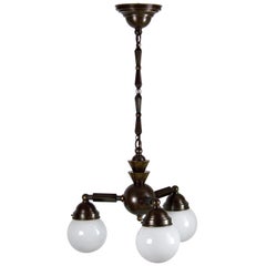 Art Deco Brass Chandelier, circa 1915