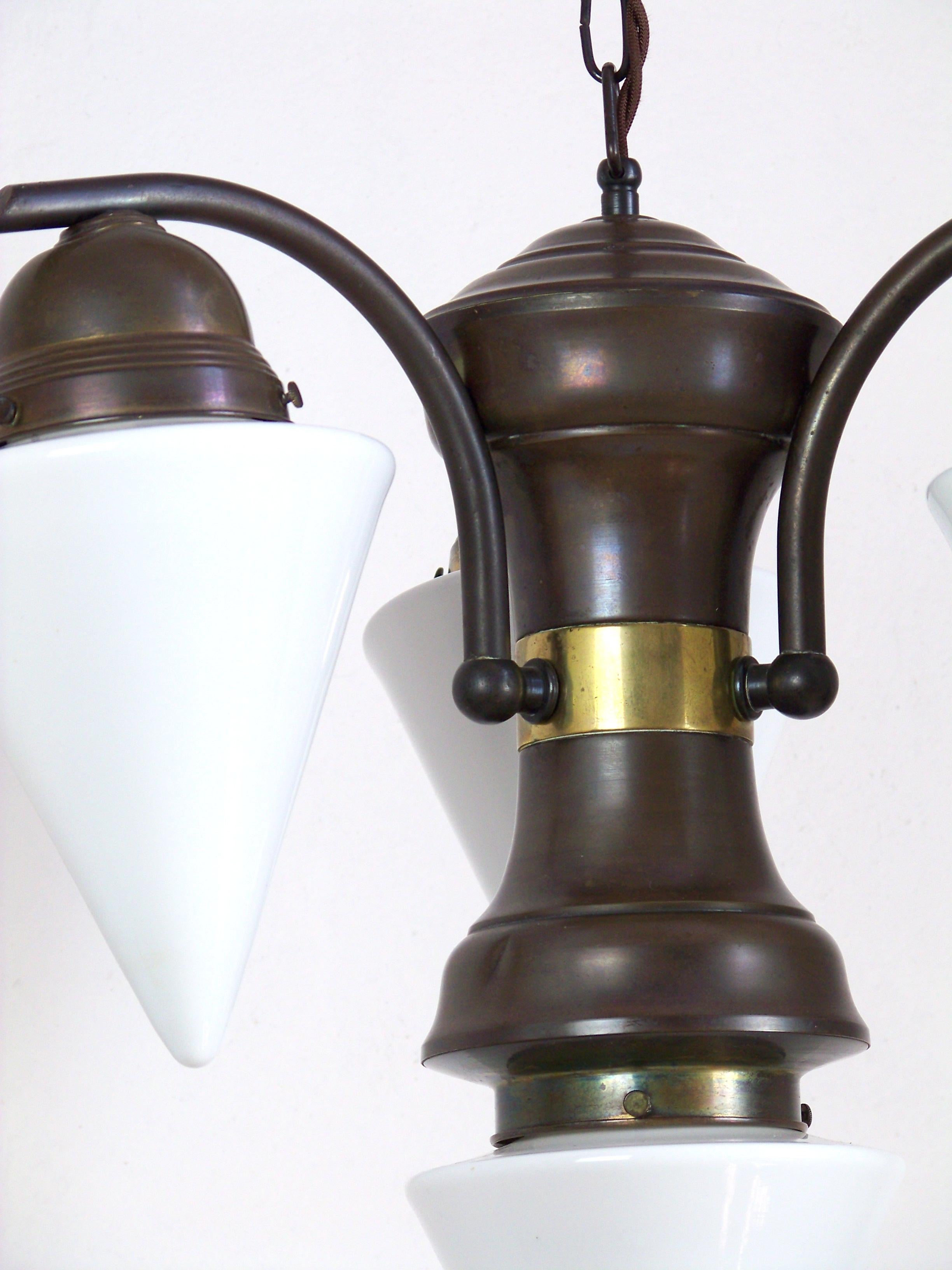 Austrian Art Deco Brass Chandelier