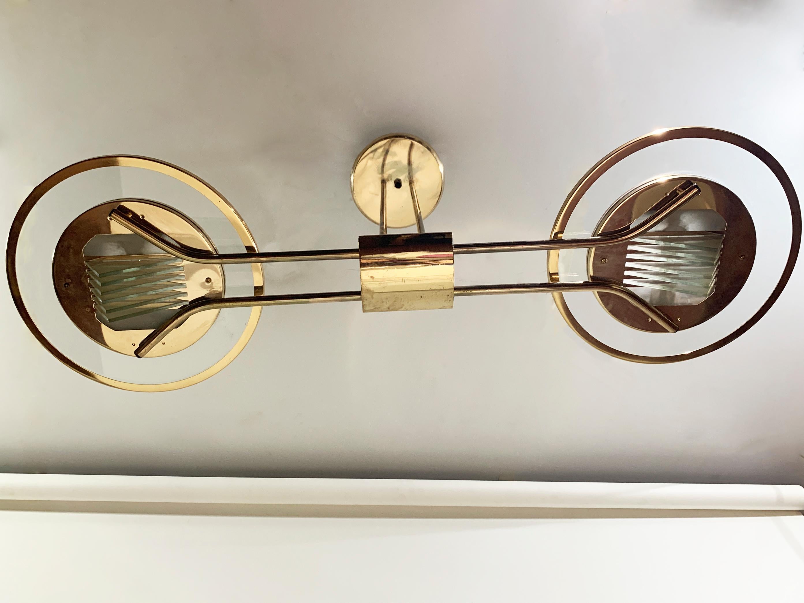 Lampadario in ottone Art Déco, Francia, 1930 circa in vendita 4