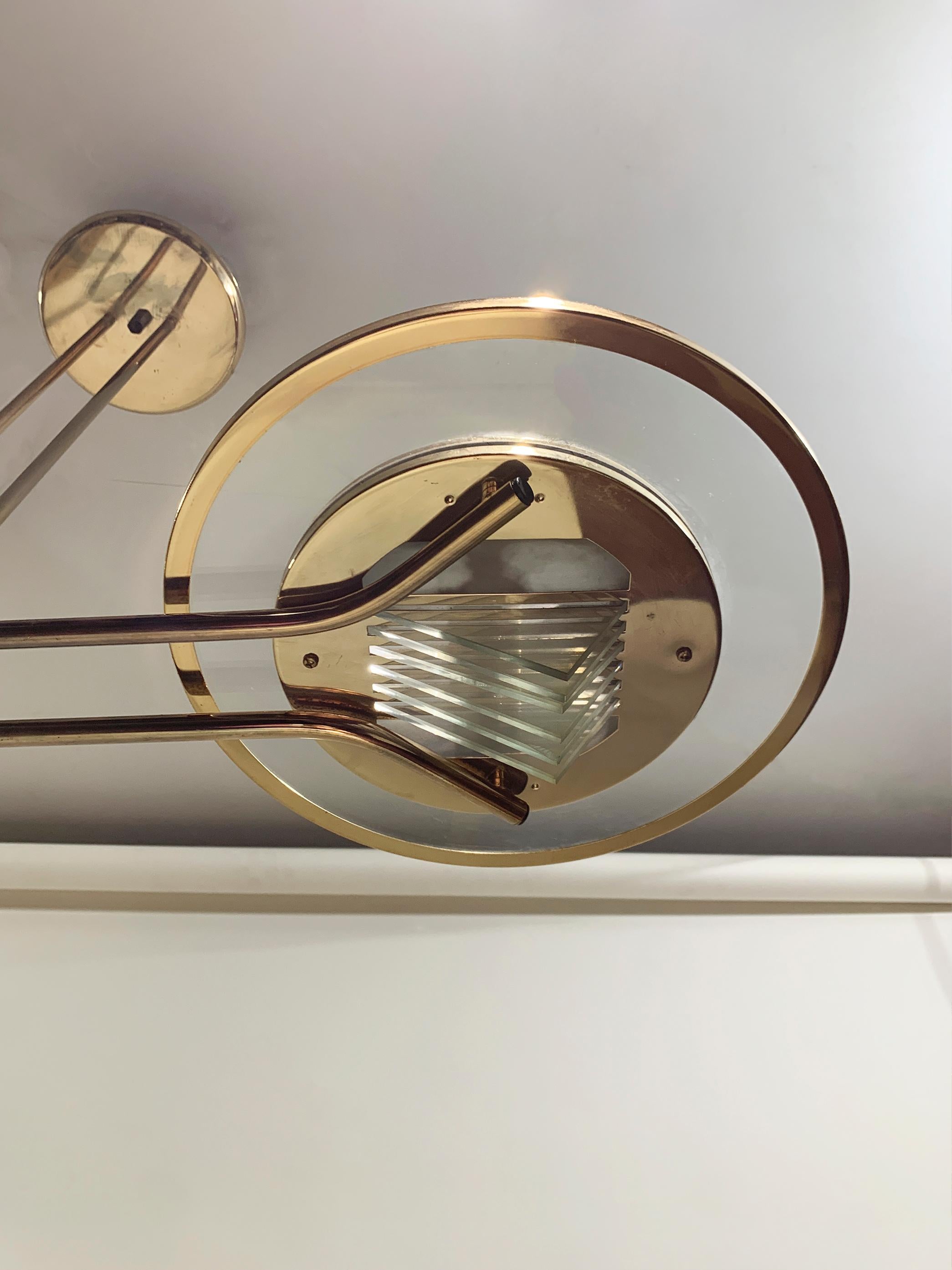 Lampadario in ottone Art Déco, Francia, 1930 circa in vendita 5