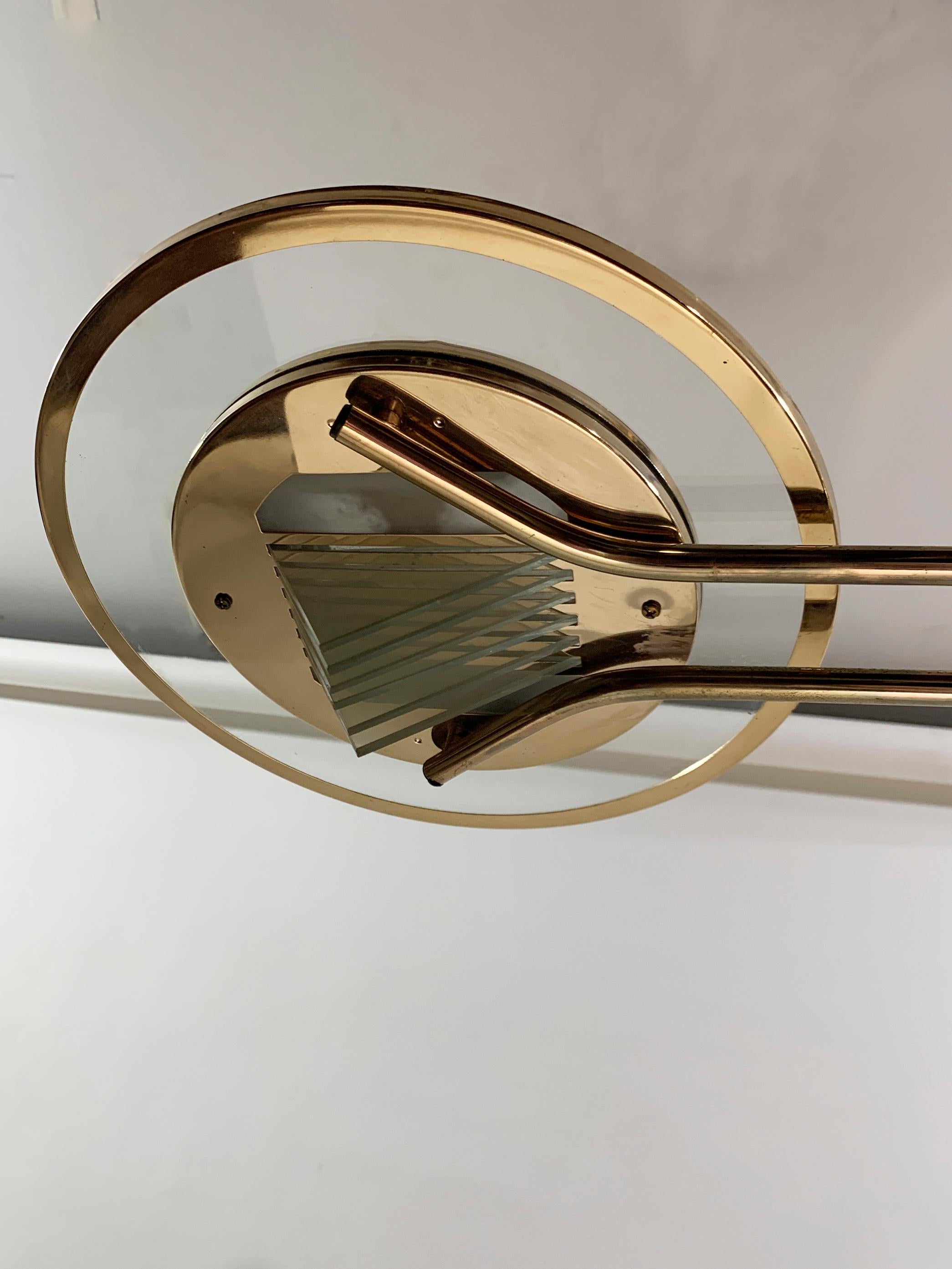 Lampadario in ottone Art Déco, Francia, 1930 circa in vendita 6