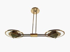 Lampadario in ottone Art Déco, Francia, 1930 circa