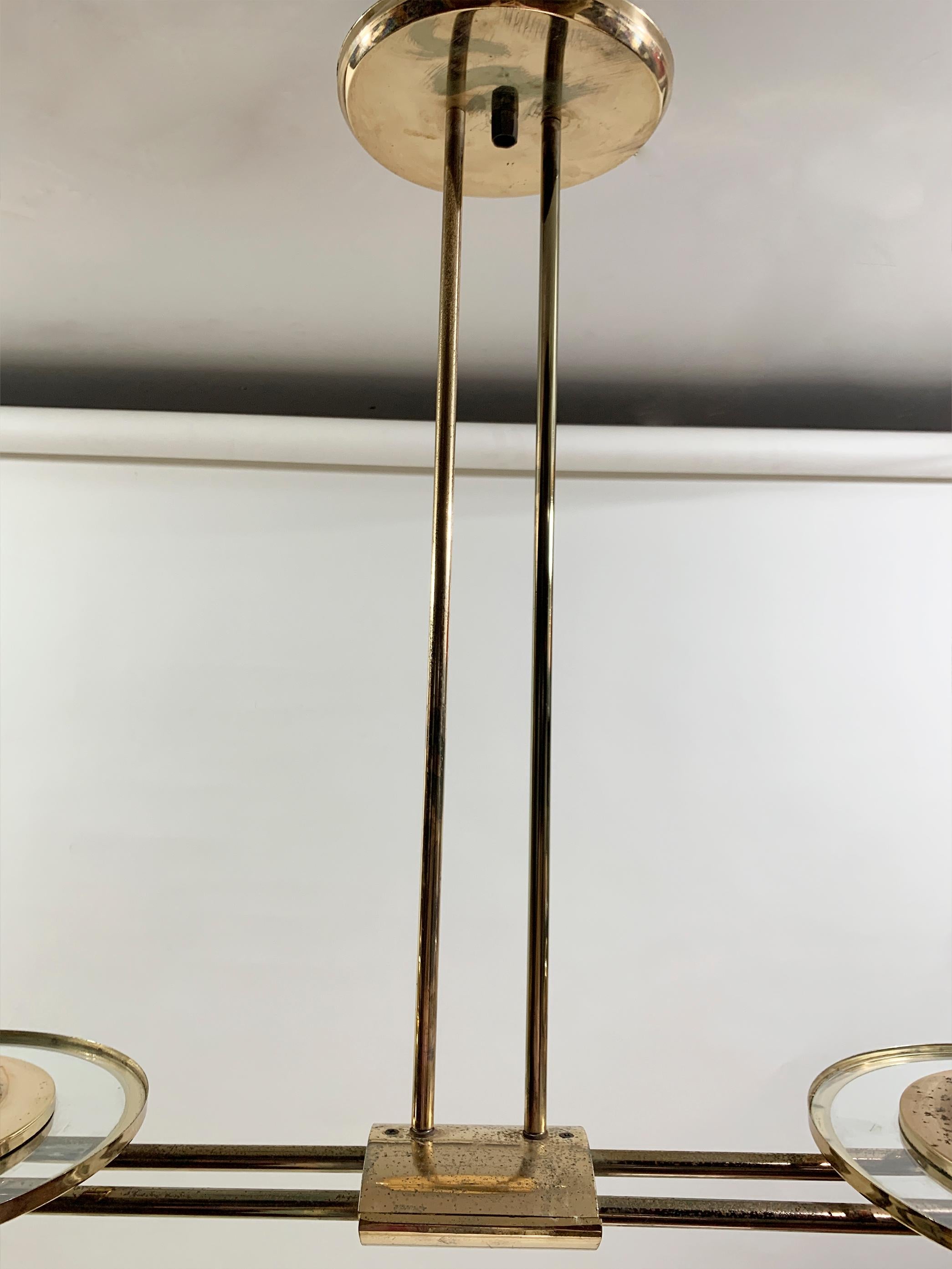 Lampadario in ottone Art Déco, Francia, 1930 circa in vendita 14