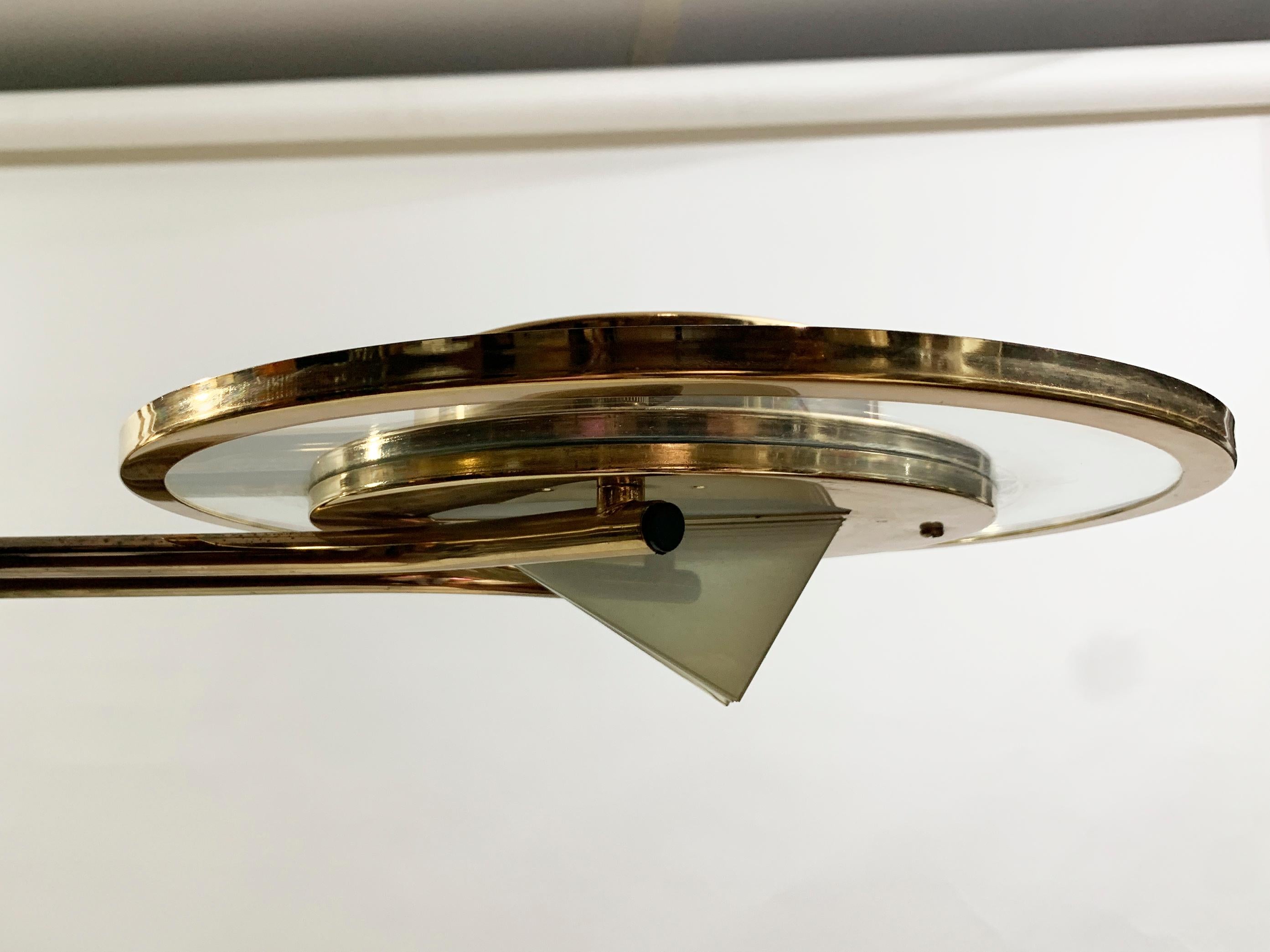 XX secolo Lampadario in ottone Art Déco, Francia, 1930 circa in vendita