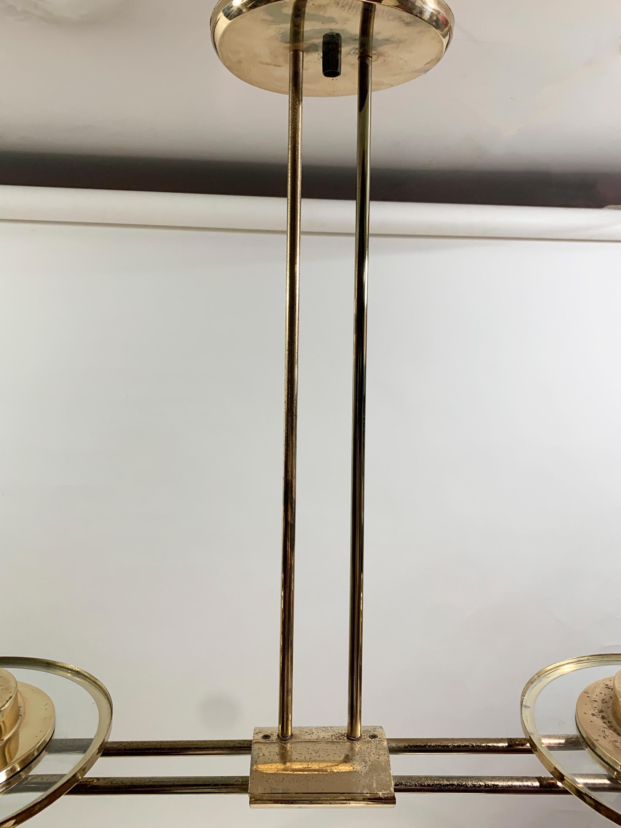 Ottone Lampadario in ottone Art Déco, Francia, 1930 circa in vendita