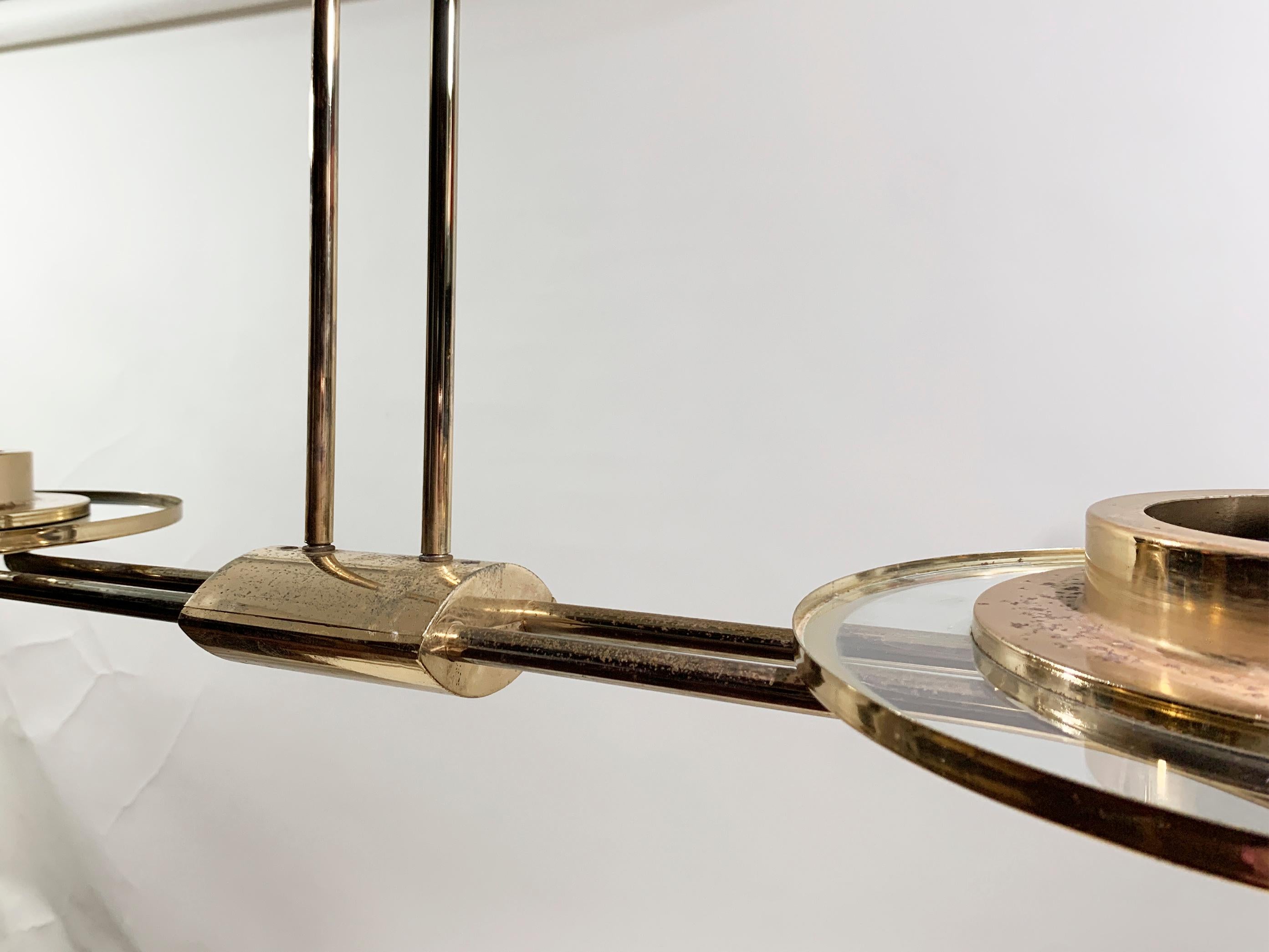 Lampadario in ottone Art Déco, Francia, 1930 circa in vendita 1