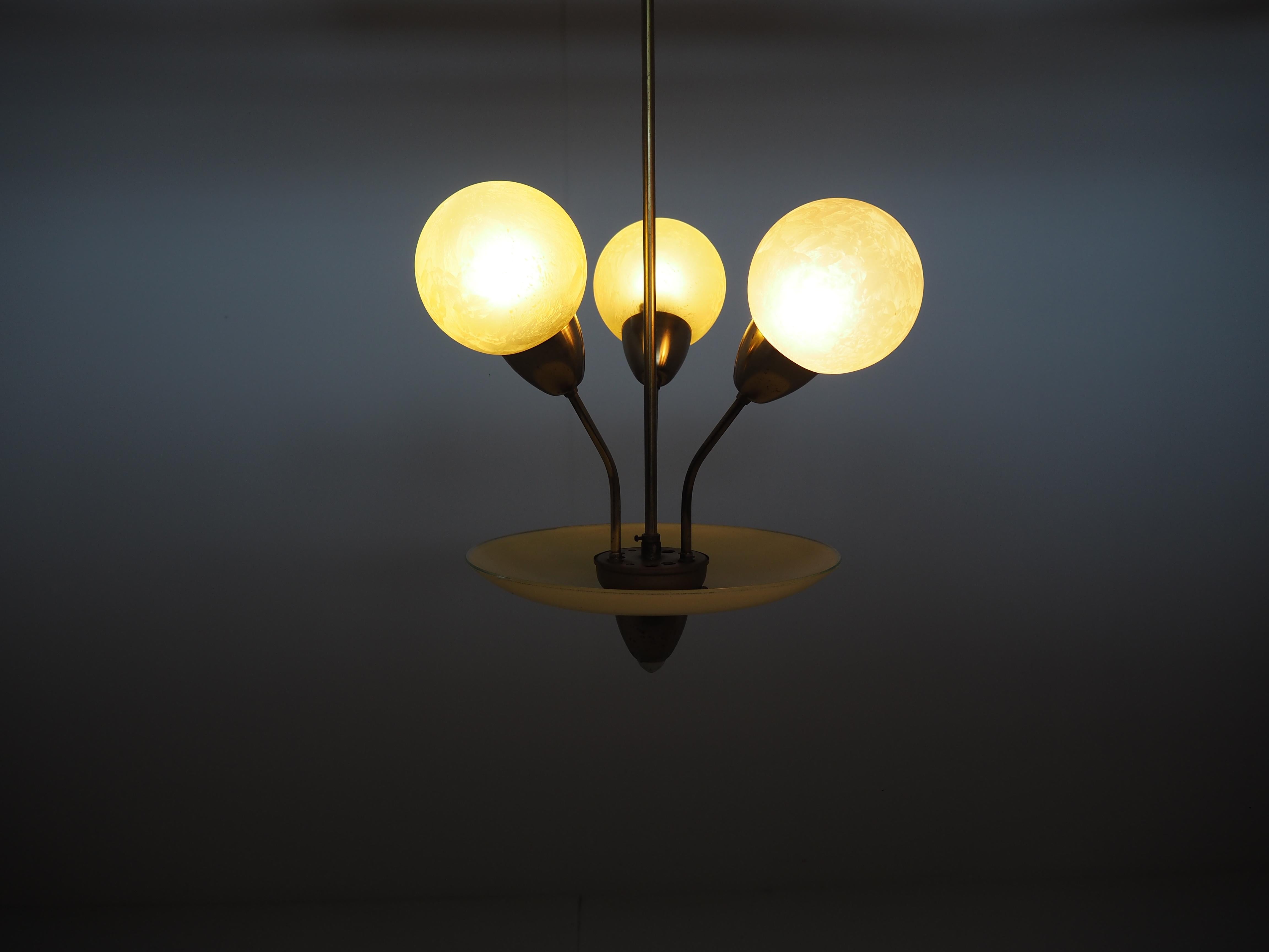 Art Deco Brass Chandelier, Germany, 1940s 6