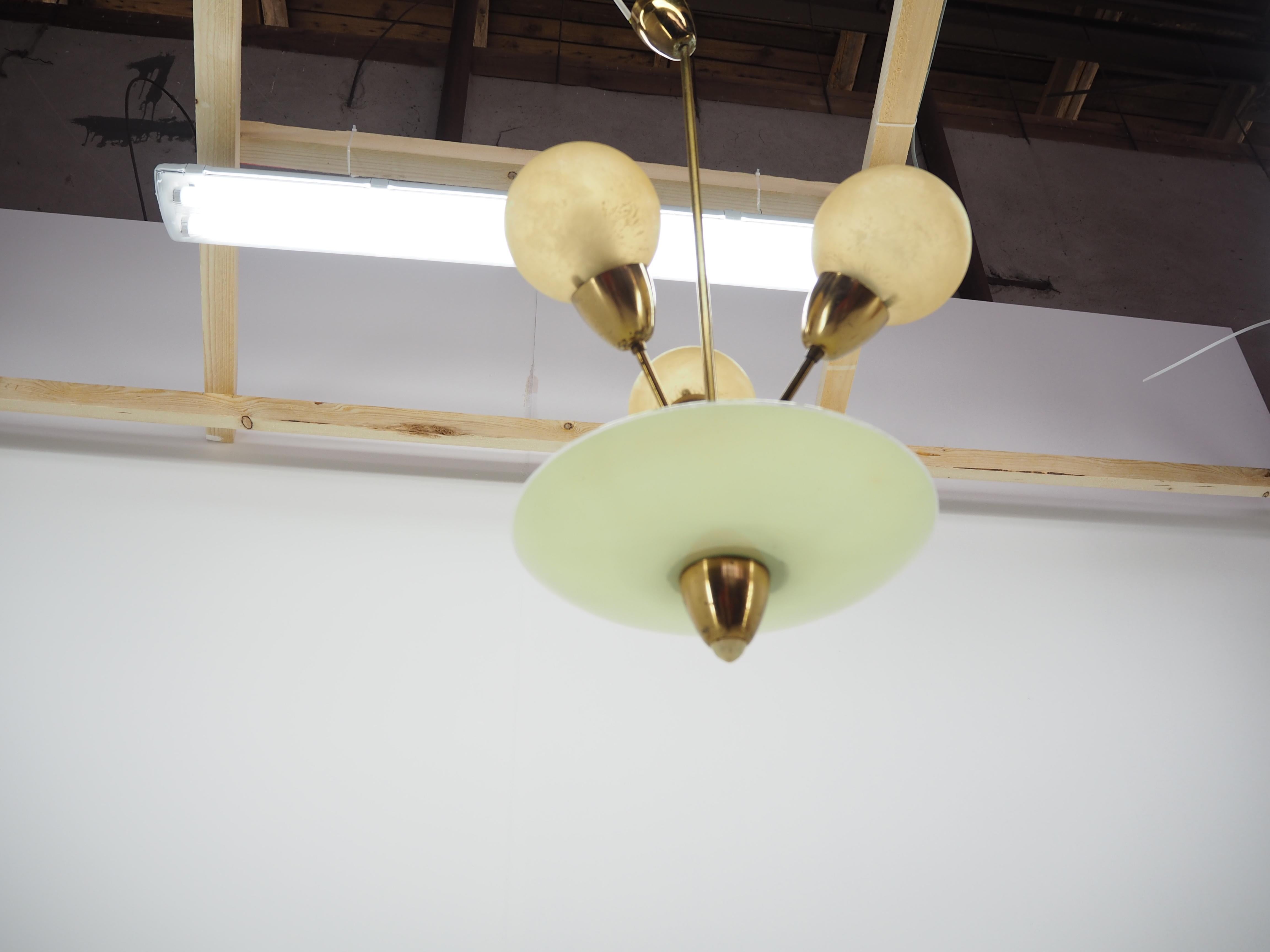 Art Deco Brass Chandelier, Germany, 1940s In Good Condition In Praha, CZ