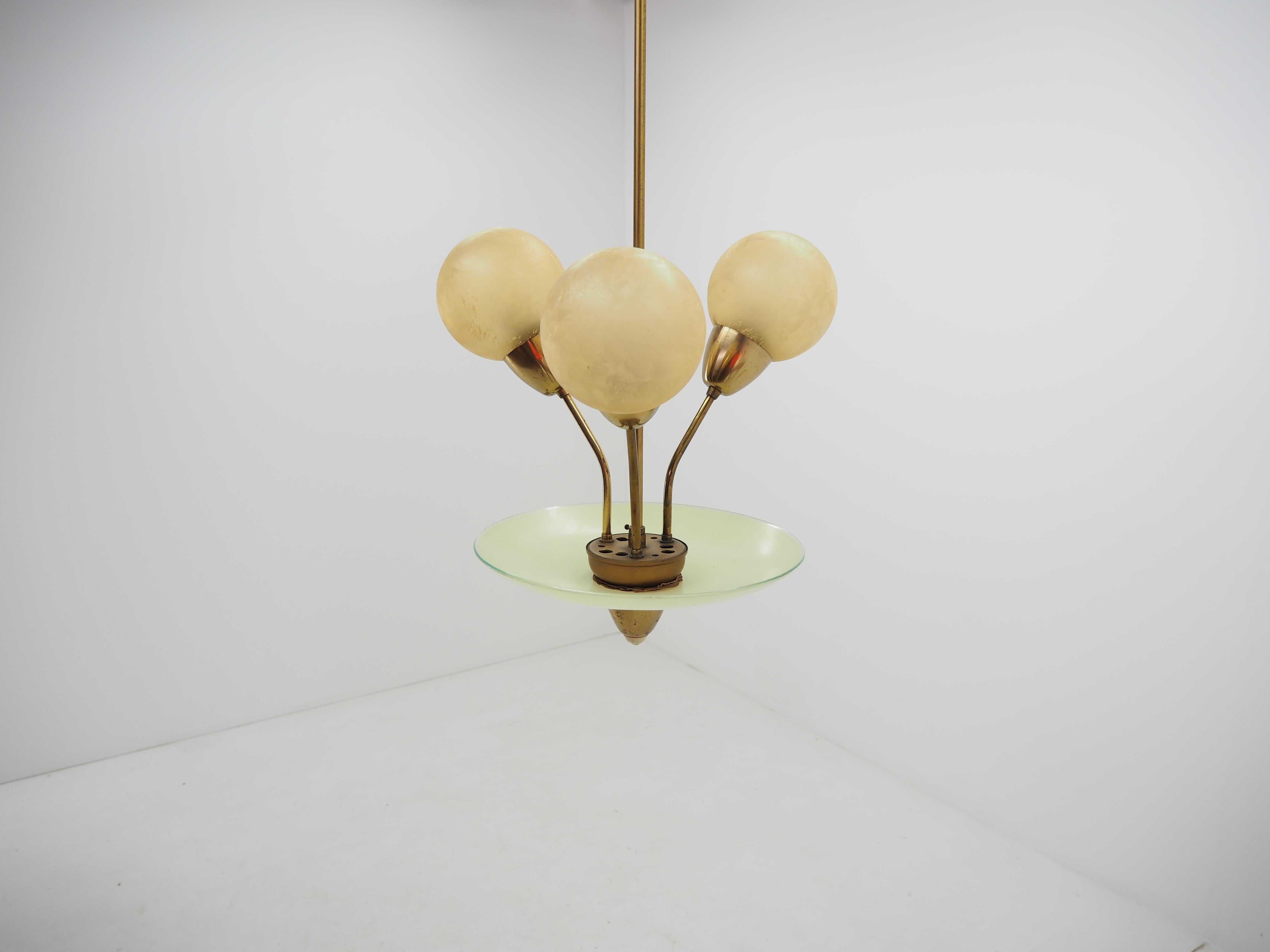 Art Deco Brass Chandelier, Germany, 1940s 2