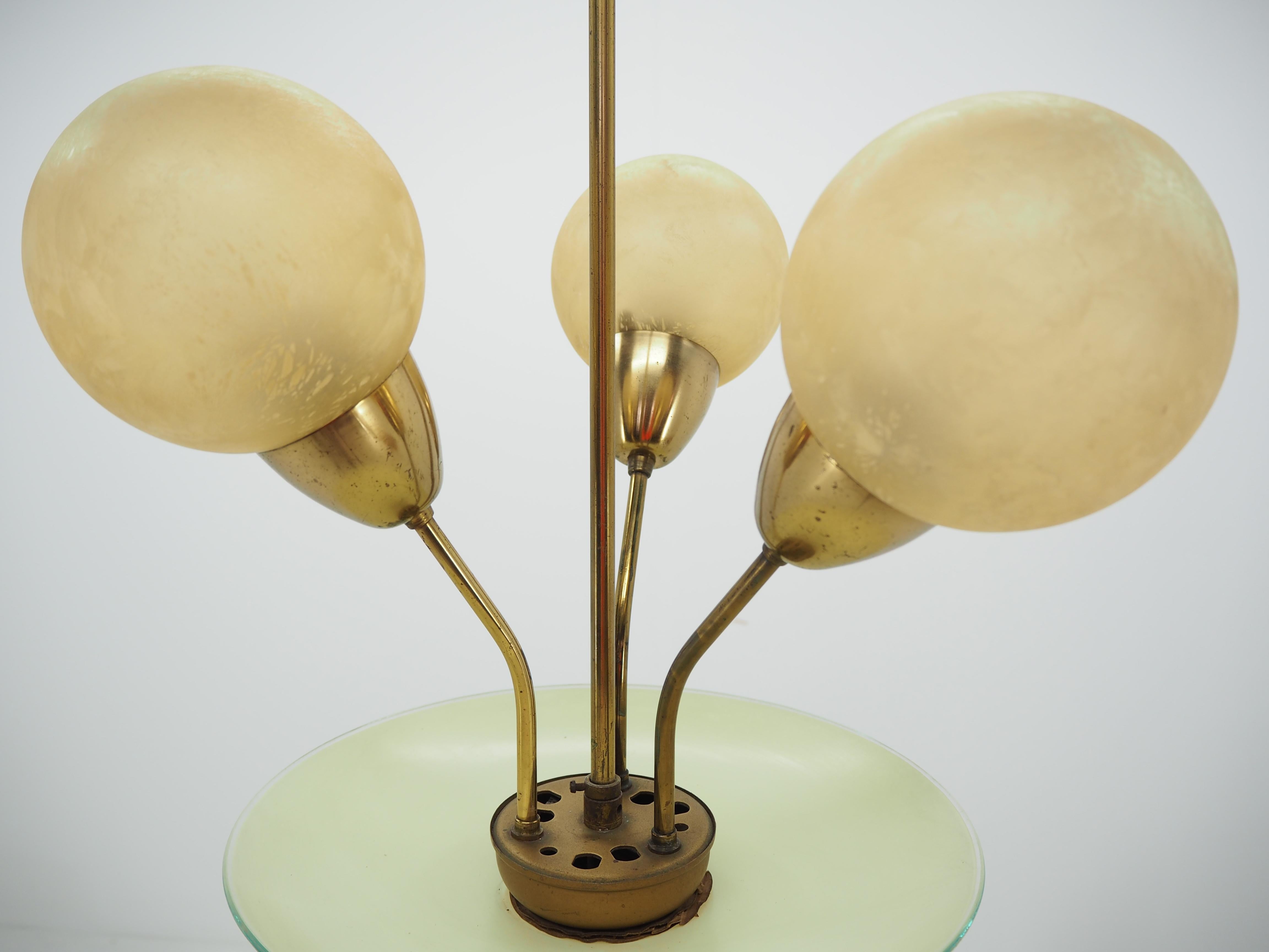 Art Deco Brass Chandelier, Germany, 1940s 4