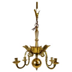 Art Deco Brass Chandelier Lars Holmström, Sweden, 1940s