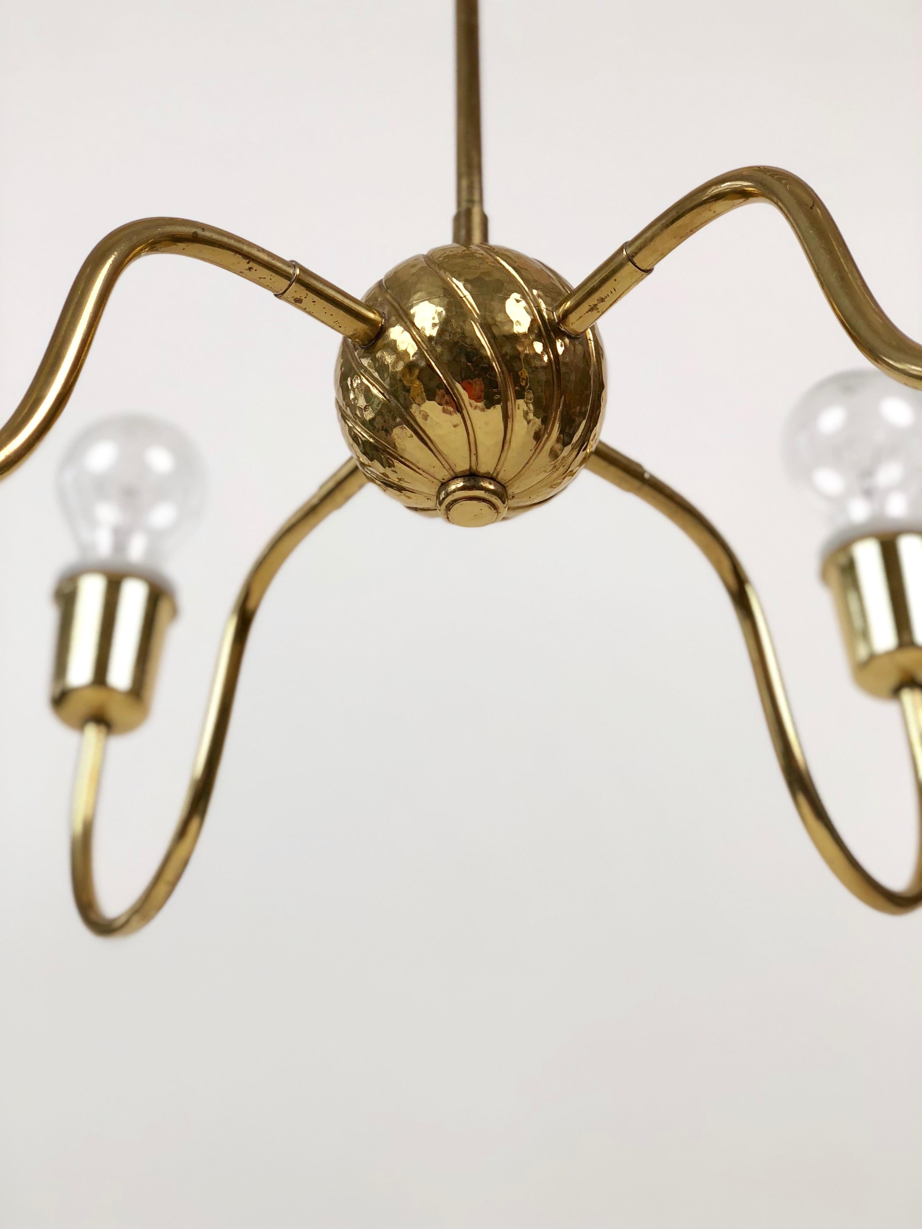 Other Art Deco Brass Chandelier Made in Austria in the 1930s