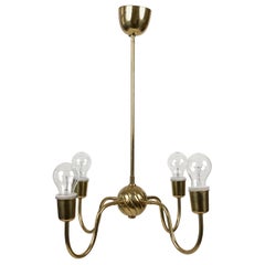 Art Deco Brass Chandelier Made in Austria in the 1930s