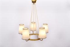 Lustre Art Déco en laiton à cinq bras, 1950, Suisse