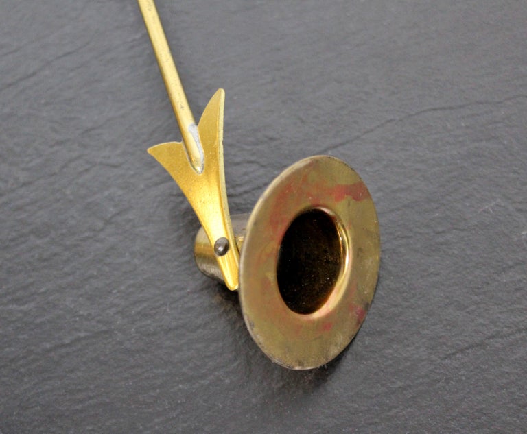 Art Deco Brass Chase Arrow Pilgrim Hat Candle Snuffer Table Sculpture