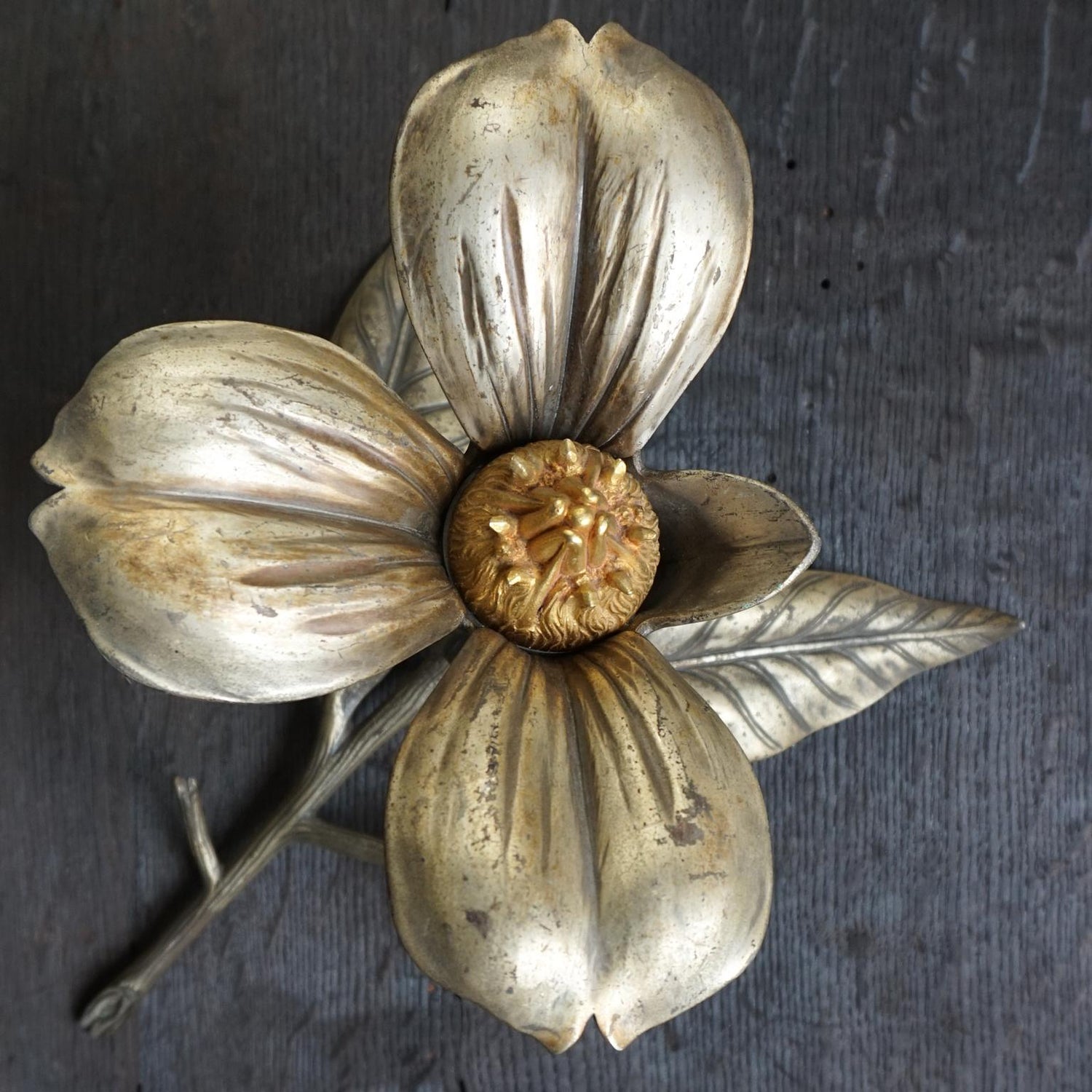 Art Deco Brass Cigarette Dispenser Flower Matchstick Holder And Ashtray Petals At 1stdibs