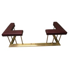 Art Deco Brass Club Fender, Fireside Bench