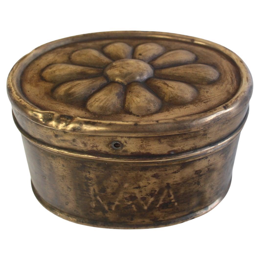 Art deco brass coffee box, circa 1920's.