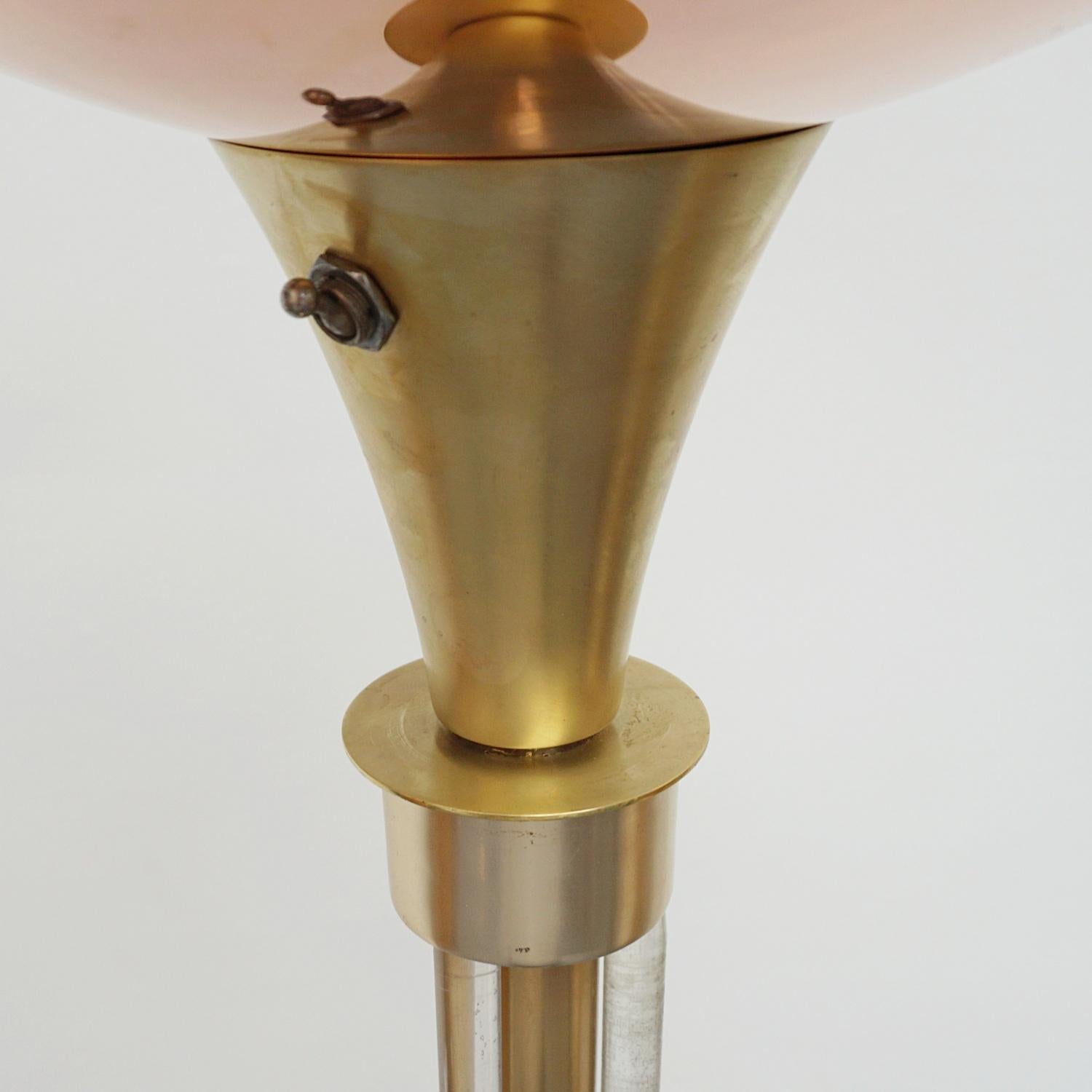 Stehlampe aus Messing, Kupfer und Glas, Art déco im Angebot 4