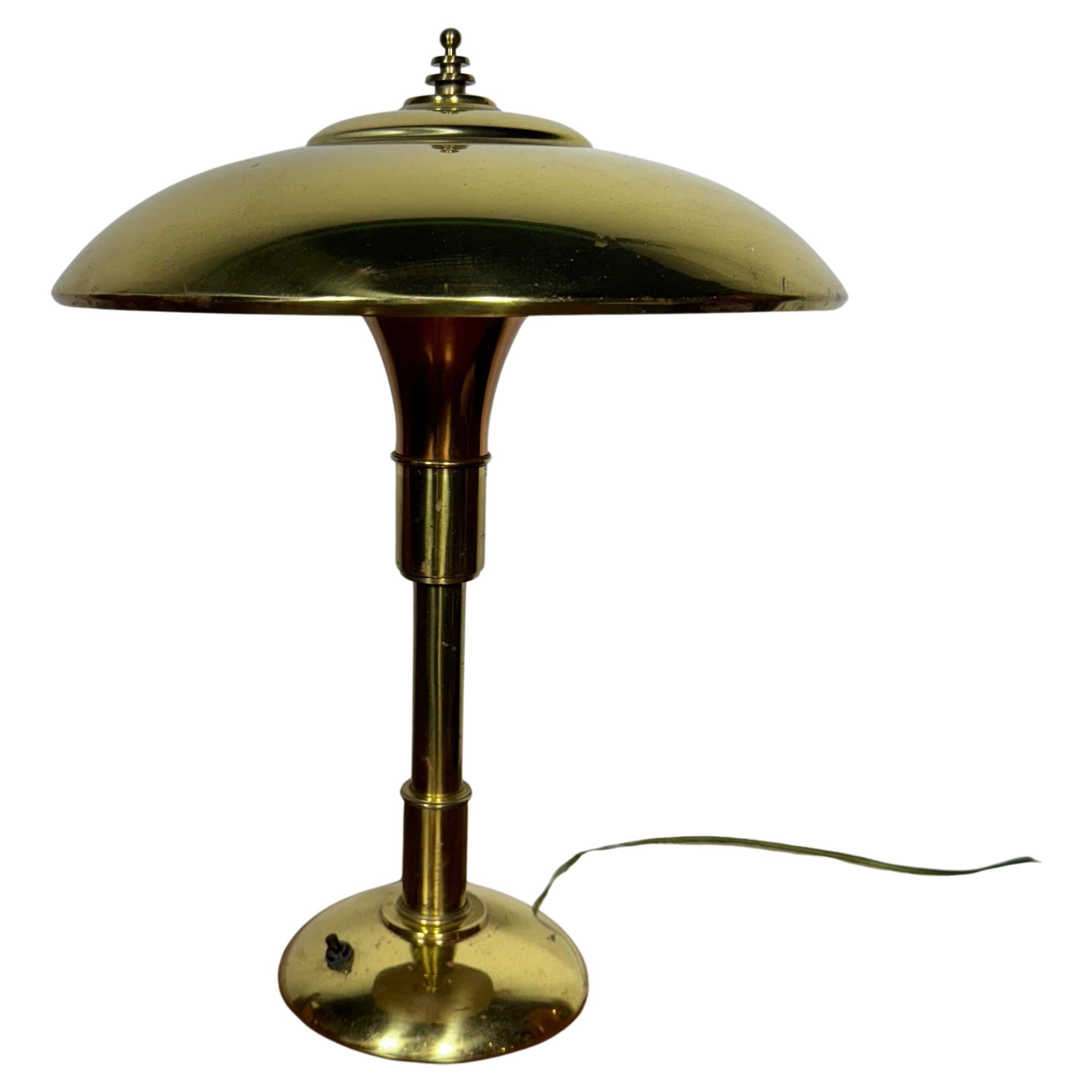 Art Deco Brass & Copper  "Guardsman" Table Lamp by Faries
