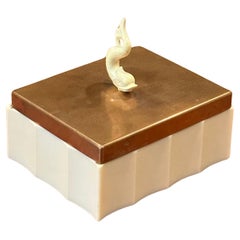 Art Deco Brass Copper & Ivory Bakelite Trinket Box by Chase & Co.