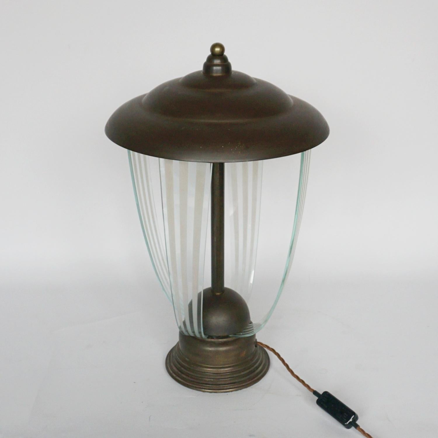 Art Deco Brass & Copper Table Lamp In Good Condition In Forest Row, East Sussex