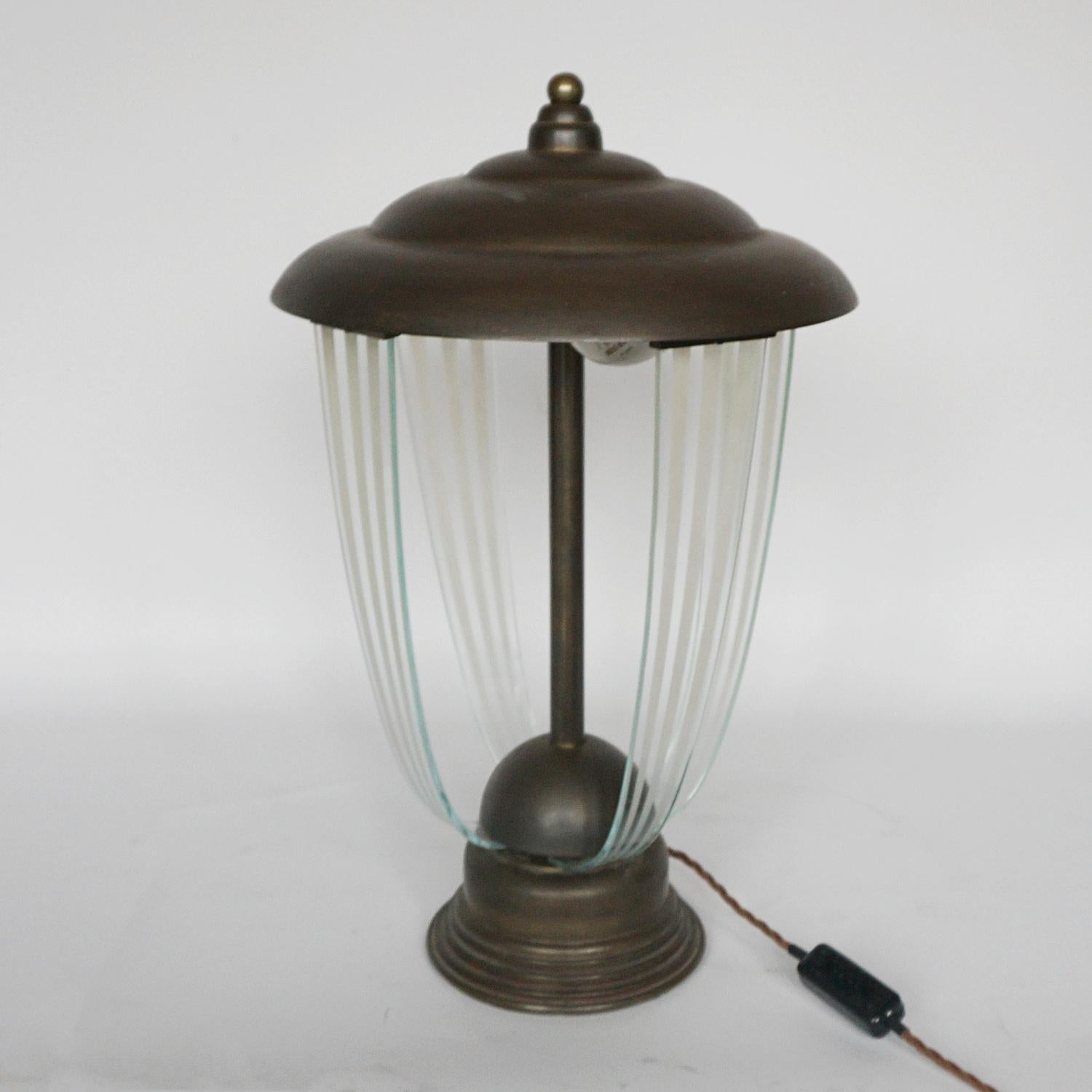 Art Deco Brass & Copper Table Lamp 2