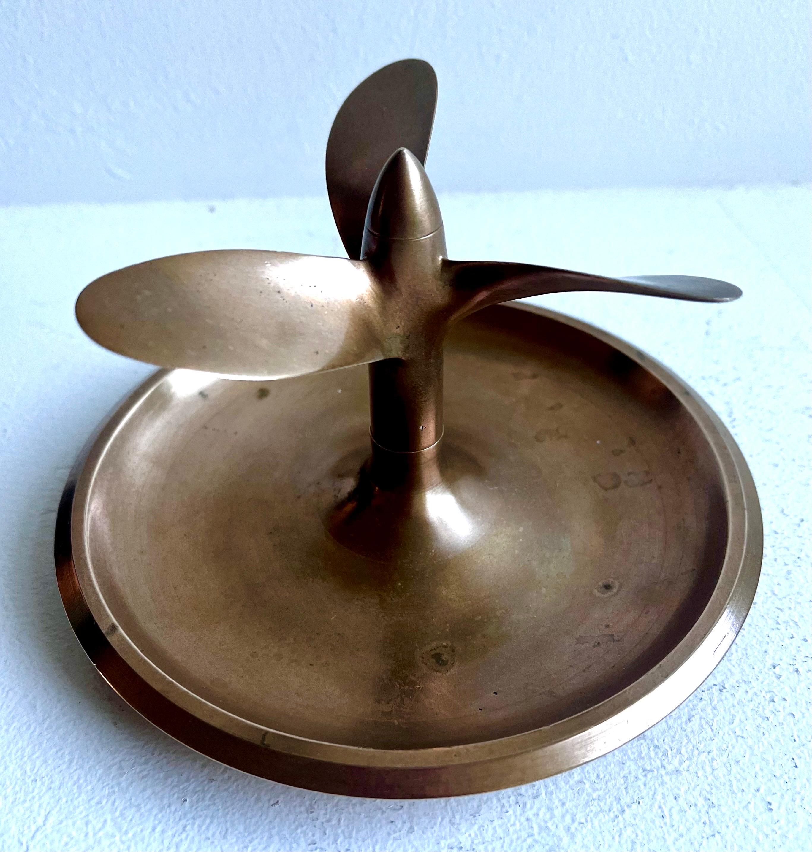Art Deco Brass Decorative Catchall
with Propeller on top
circa 1930
Solid Brass

