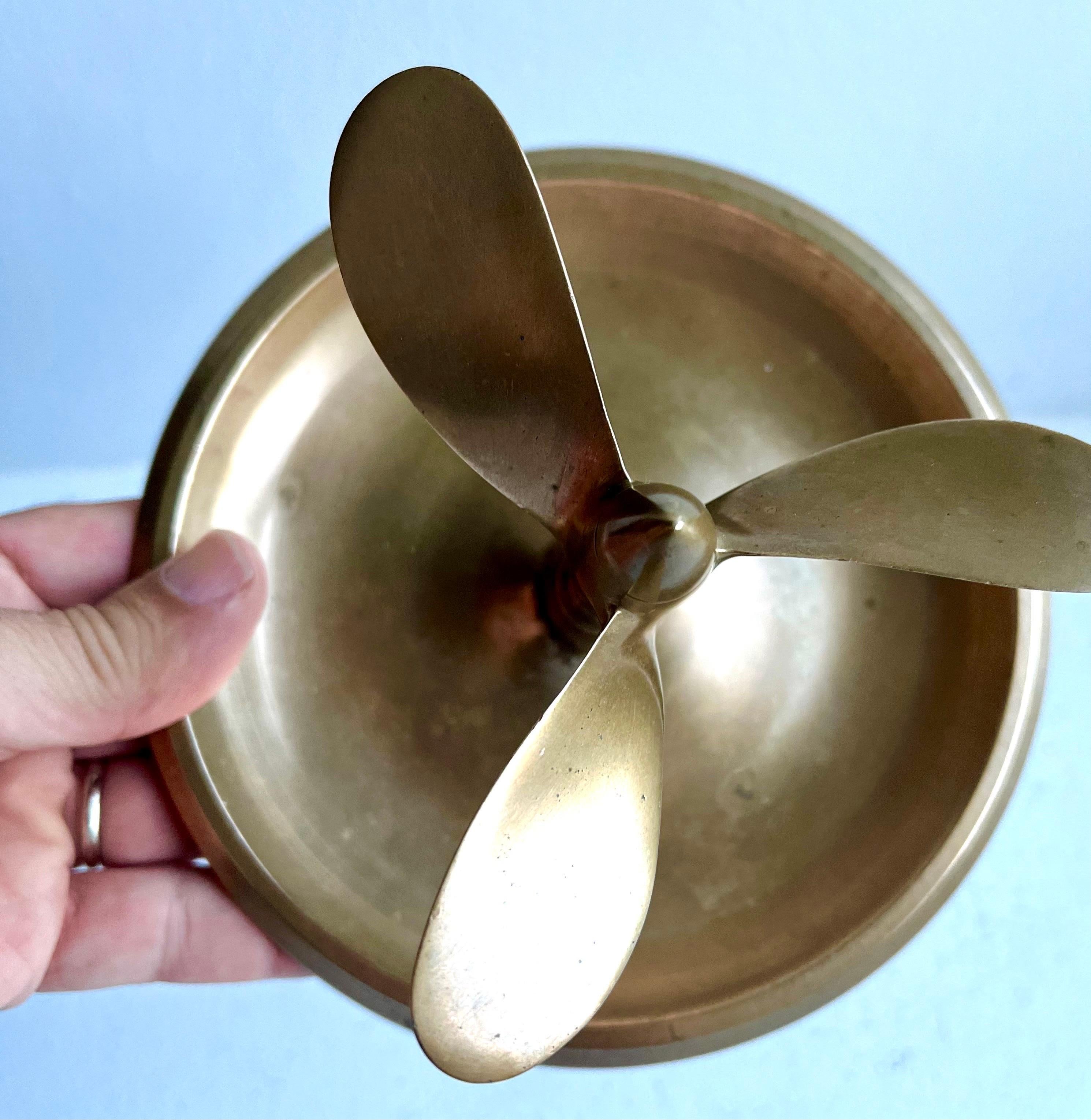 Art Deco Brass Decorative Catchall with Propeller, c. 1930 For Sale 1