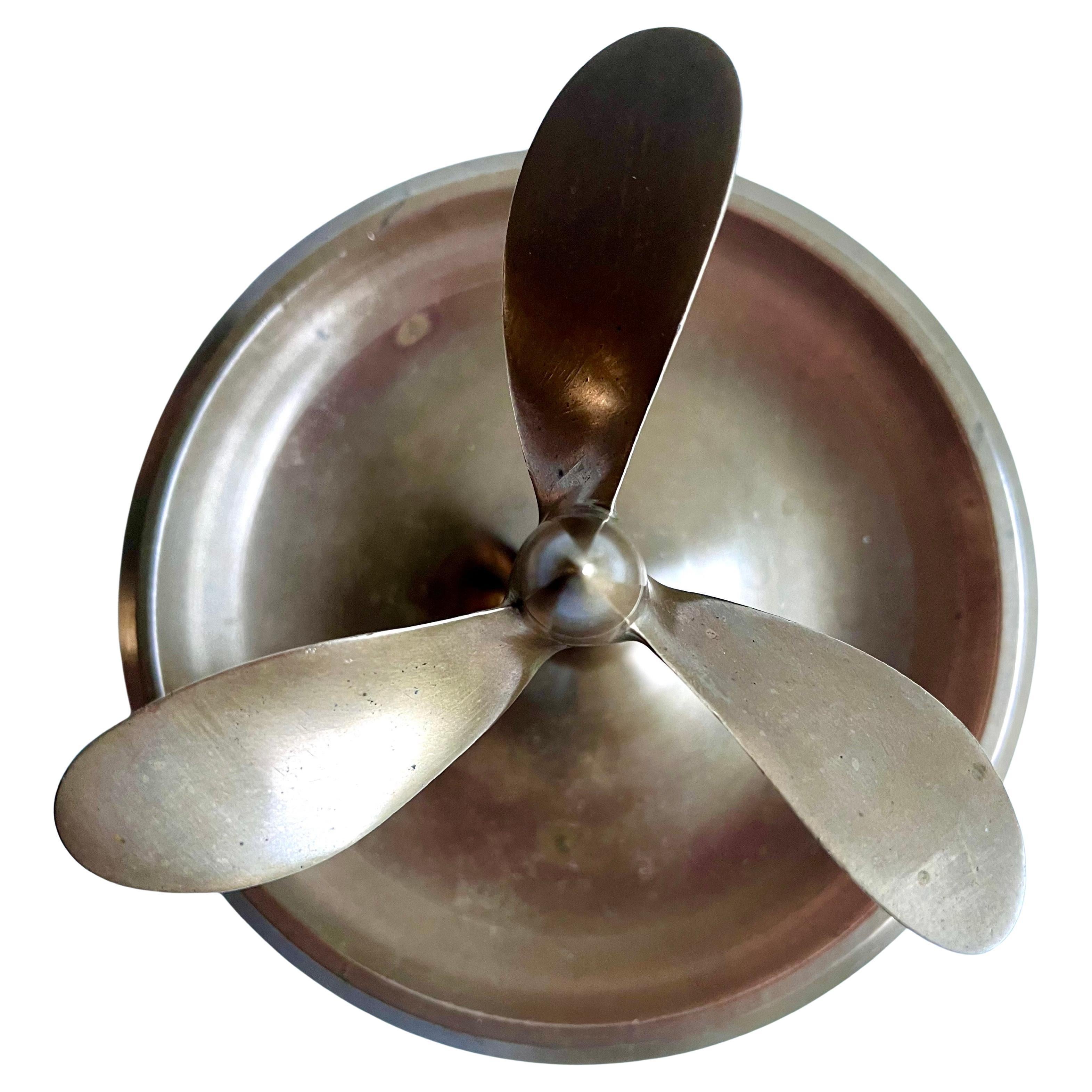 Art Deco Brass Decorative Catchall with Propeller, c. 1930 For Sale
