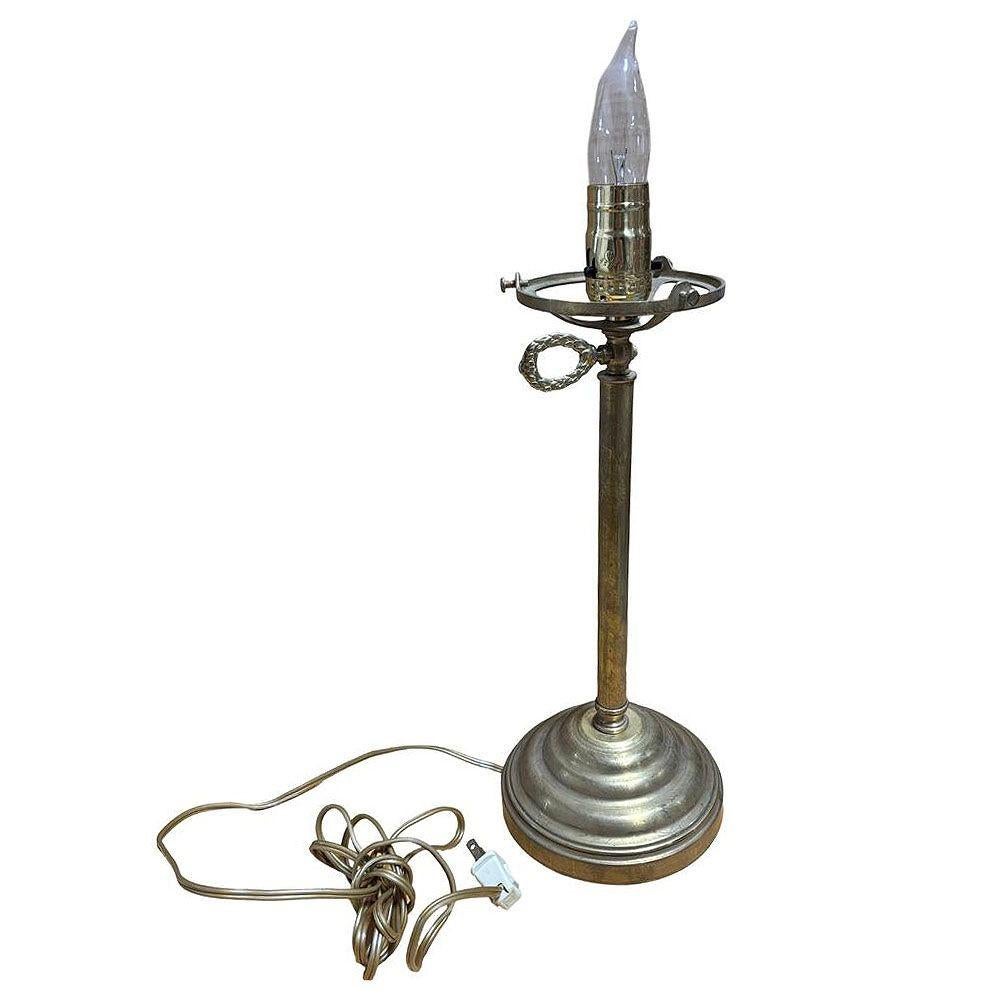 Art Deco Brass Desk or Table Lamp w/ Glass Globe In Excellent Condition For Sale In Van Nuys, CA