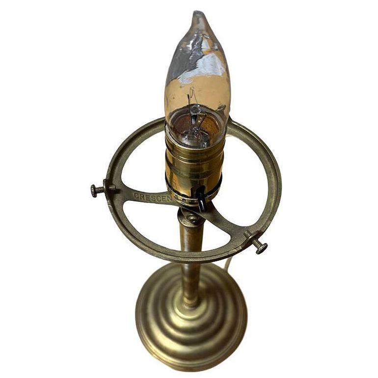 Art Deco Brass Desk or Table Lamp w/ Glass Globe For Sale 1